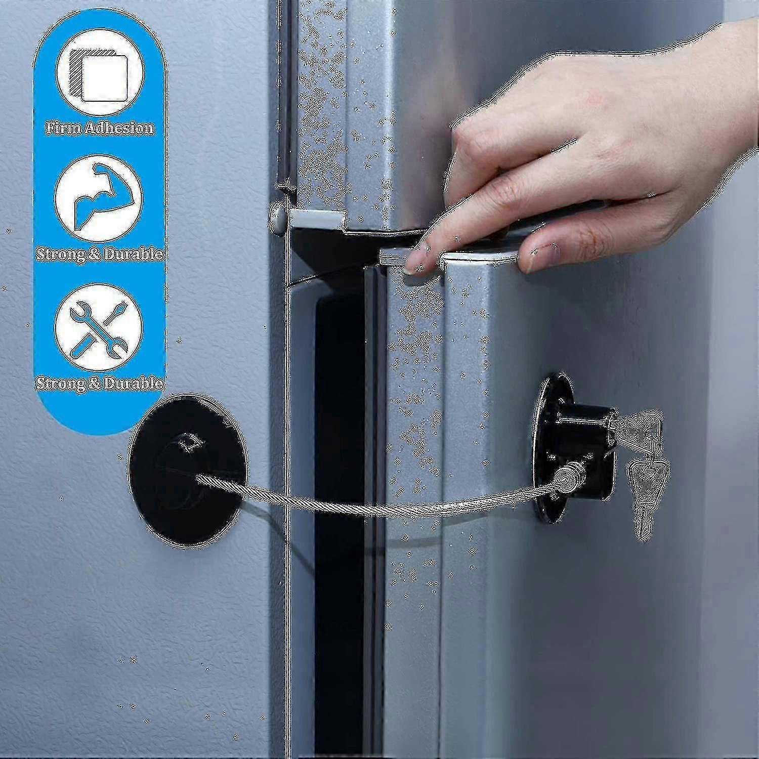 Fridge lock for child safety with 8 keys and adhesive, 4 pieces set