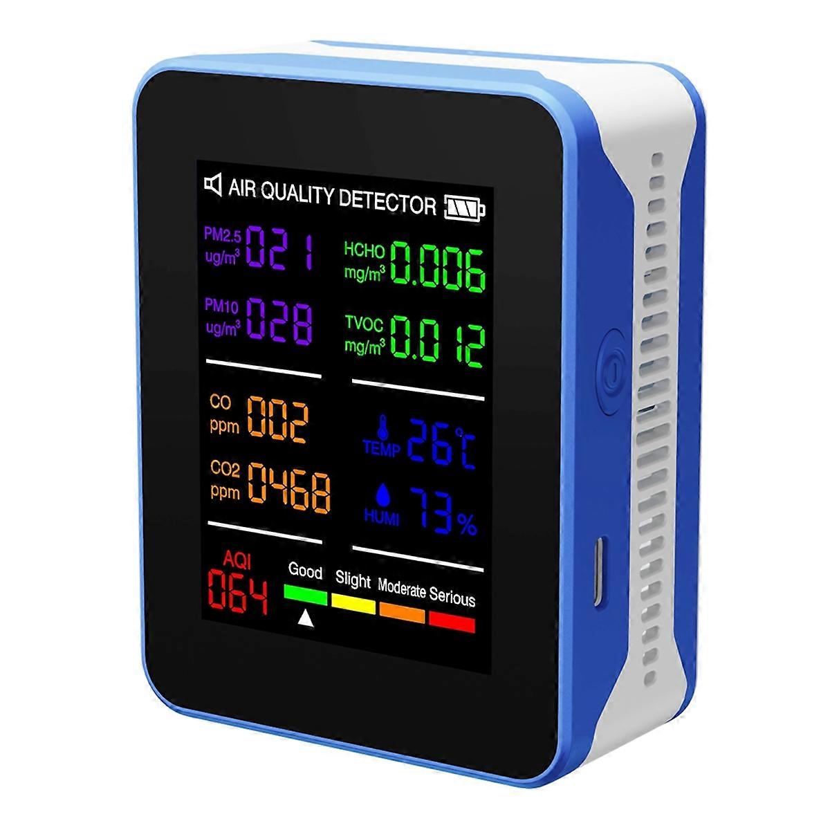 Multifunctional Air Quality Meter Indoor HCHO TVOC Carbon Monoxide CO2 PM2.5 PM10 Temperature and Humidity Detector A