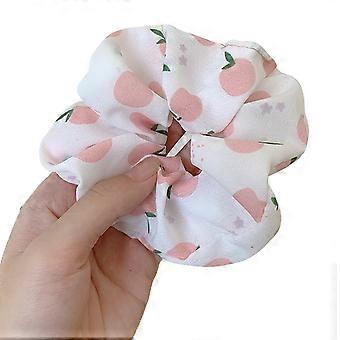 Elastiske hårscrunchies myke stofffruktmønstre tykktarm hårbånd hårtilbehør til jente