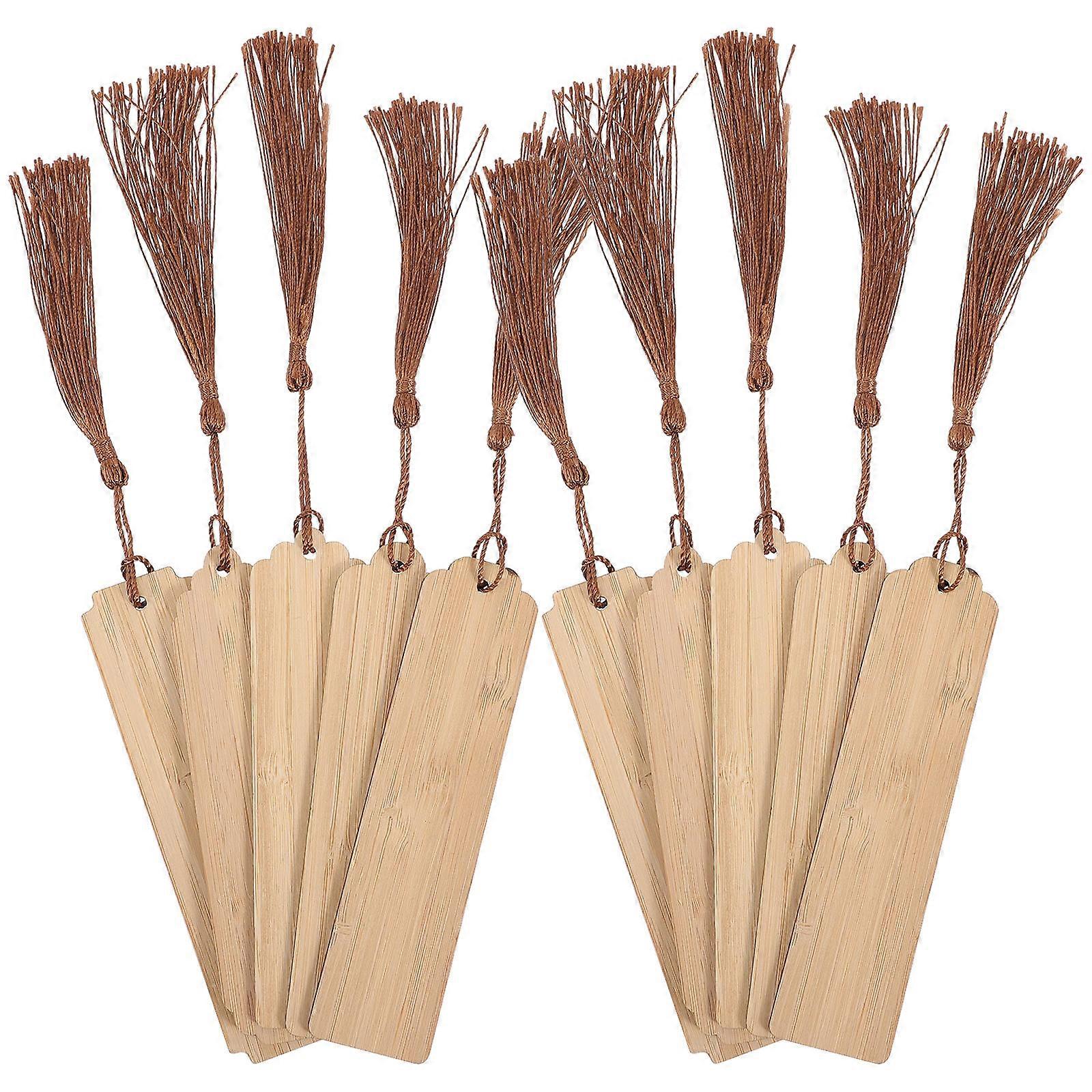 Bamboo Bookmarks Cute Book Marks for DIY 50Sets with Tassel Beads