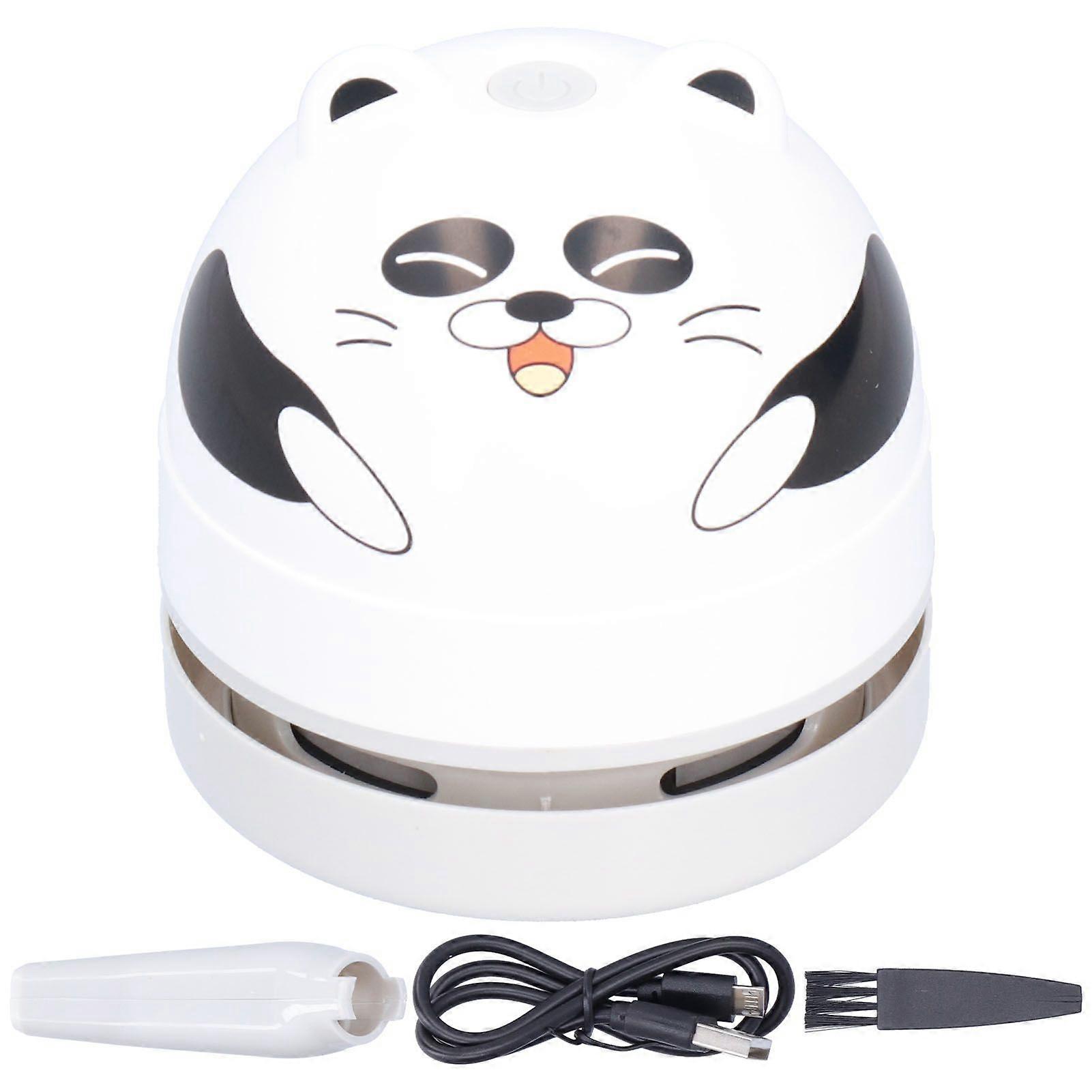 Cute Animal Design Desktop Vacuum Cleaner USB Charging Mini Dust Catcher for ChildrenPanda Pattern