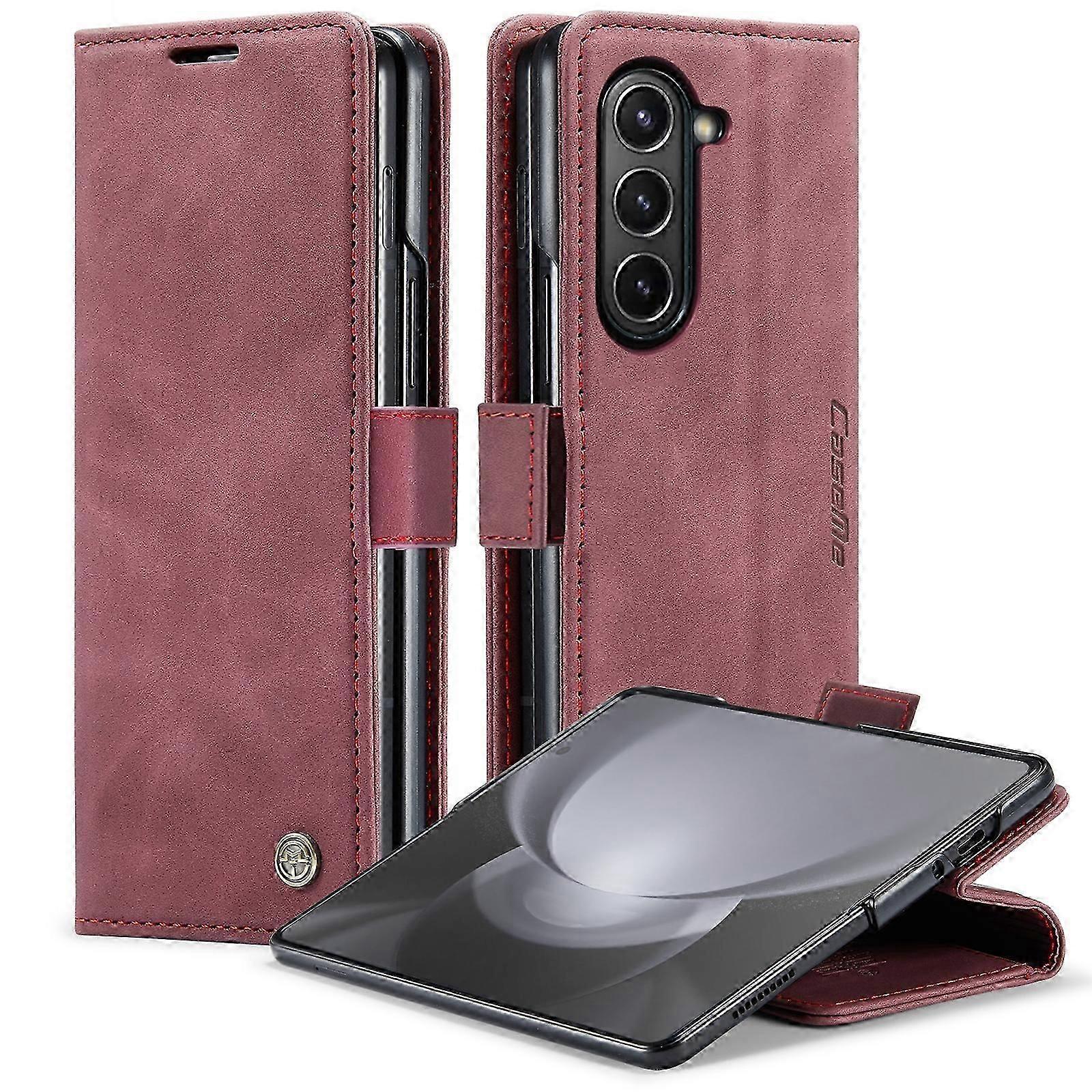 CaseMe-013 Multifunctional Retro Frosted Leather Phone Case For Samsung Galaxy Z Fold5