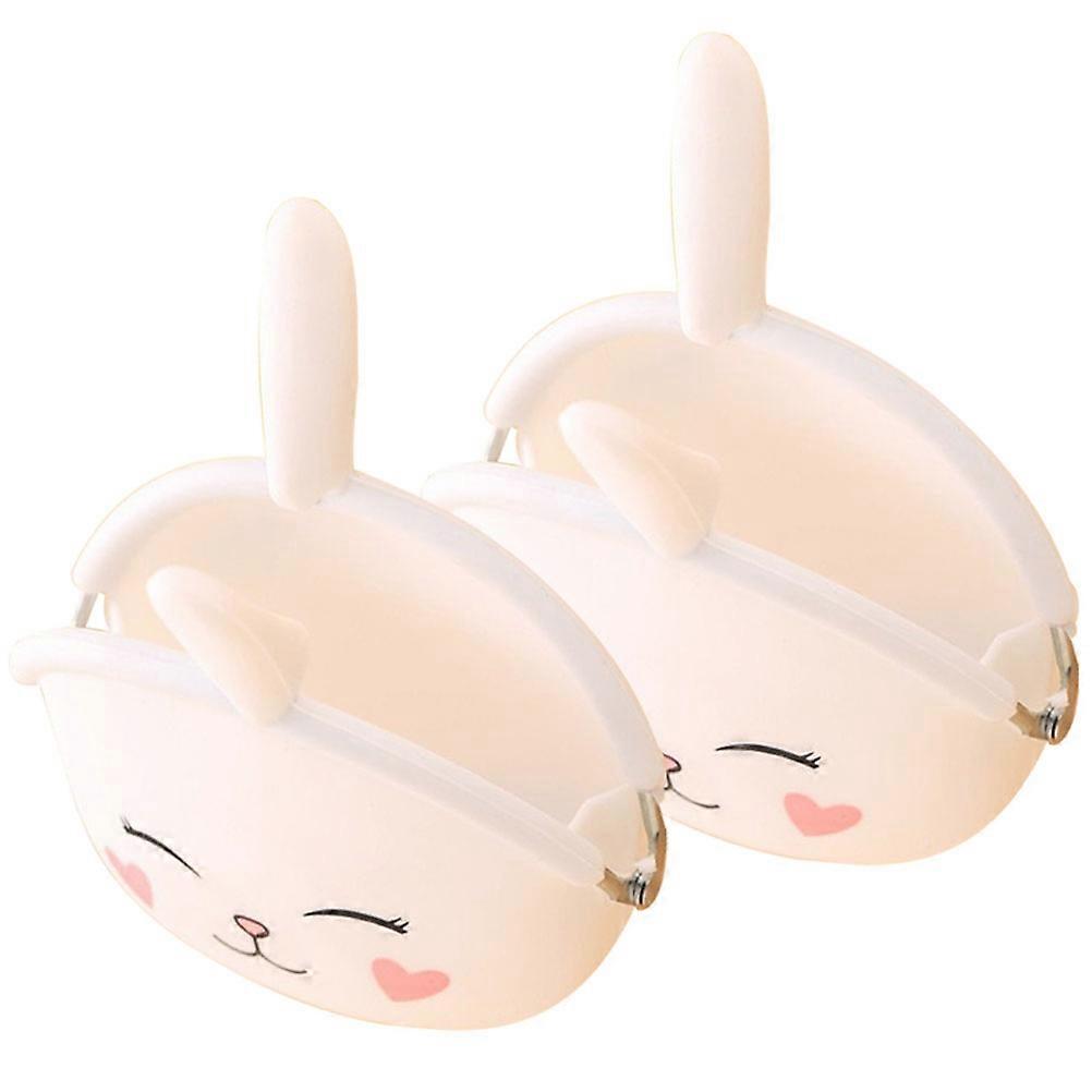 Silicone Coin Purse Bunny Wallet for Storage 6Pcs White Multifunction