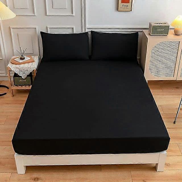 1pc Polyester Solid Fitted Sheet Mattress Cover Four Corners With Elastic Band 180x200x27cm Bed Sheet No Pillowcases