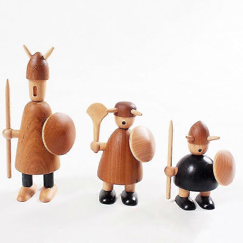 Wooden Soldier Decoration Three Vikings Combination Decoration Home Decoration Study Domestic Ornaments