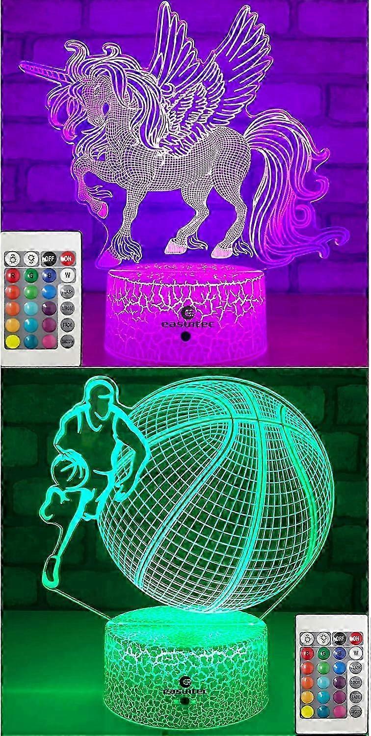 Unicorn + Basketball 3D Night Light ( 2 in 1 Bundle)