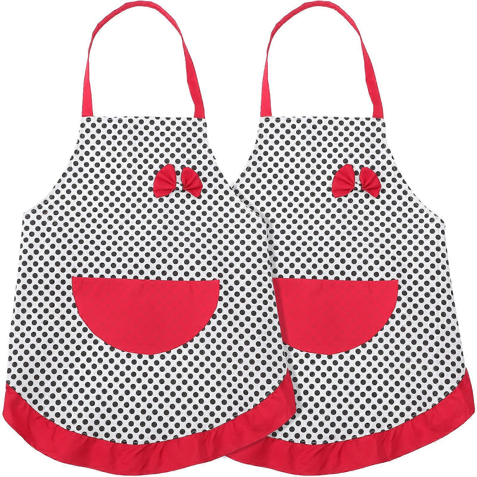 Cooking Apron Bowknot Style with Pocket 2Pcs Set