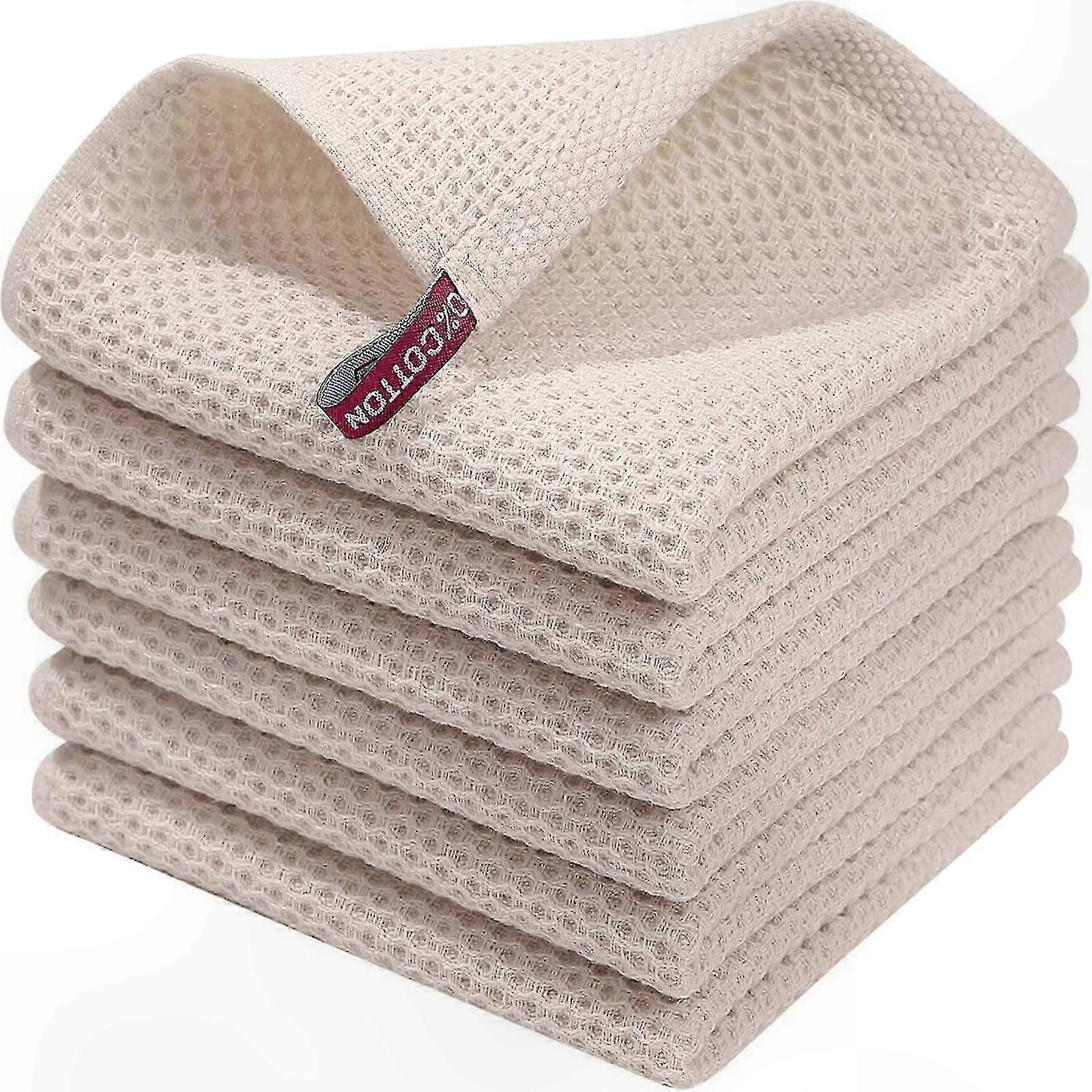 6-Pack Highly Absorbent Cotton Terry Dish Towels with Hanging Loop for Kitchen Use