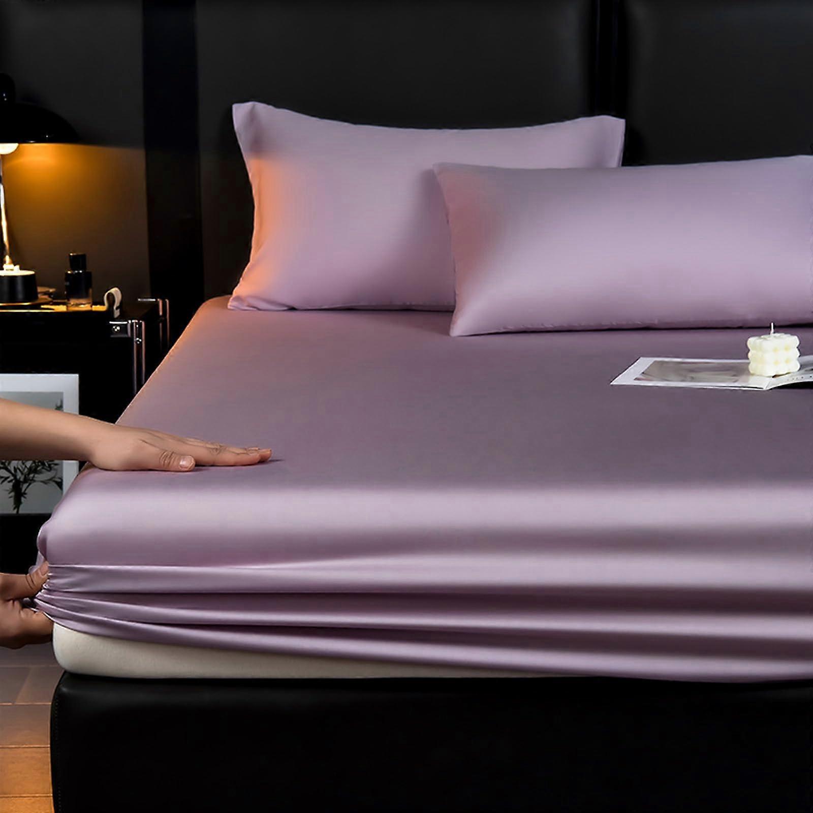 Fitted Bed Sheets 150x200 Size 25cm Depth Satin Imitated Silk Fabric 3 Piece Set Model HHC-2