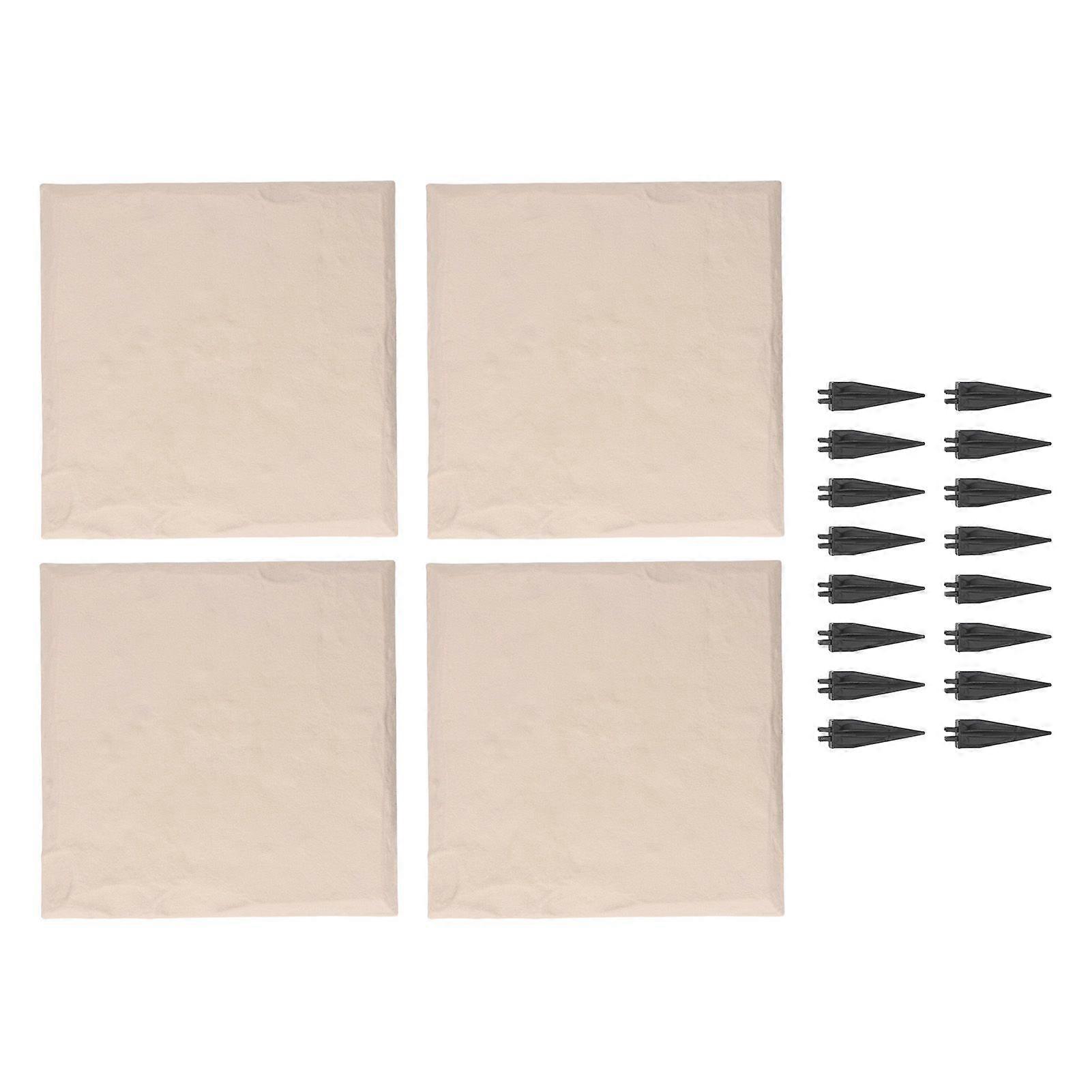 Stepping Stone with Ground Stakes Polypropylene Resin Weatherproof Garden Dcor Stepping Stone for Lawn Outdoor Square Beige