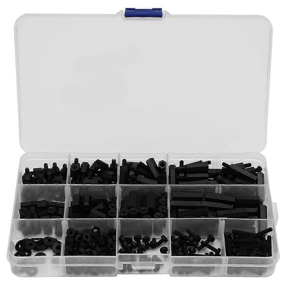 320pcs/box Black Nylon Two Way Hex Column Standoff Spacers Screw M3 Nut & Screw Set