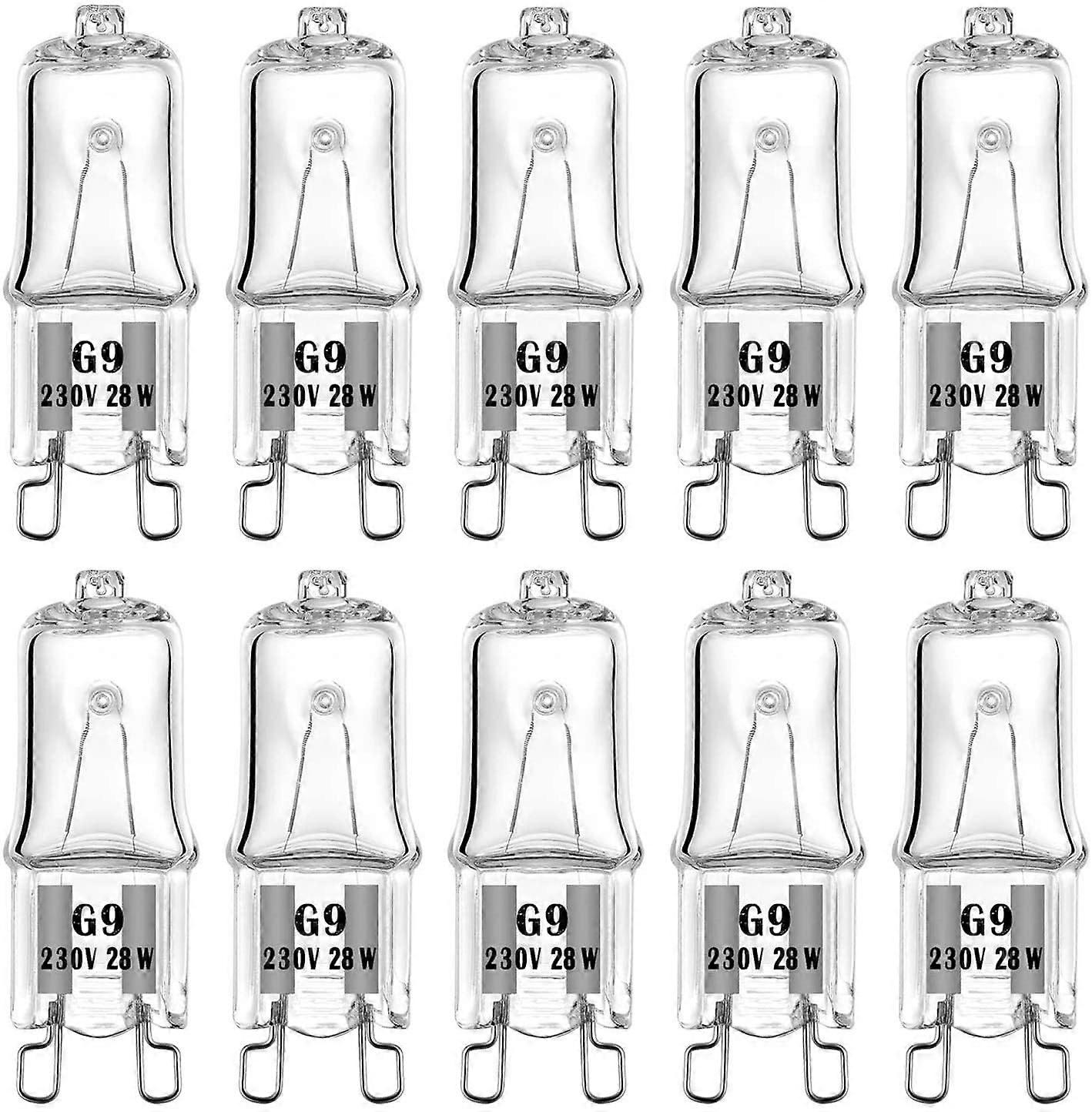 G9 Halogen Bulbs 230V 28W/42W Crystal Lamp Light Source 370LM Pin Flat Mouth Compatible with Standard Fixtures (10pcs)