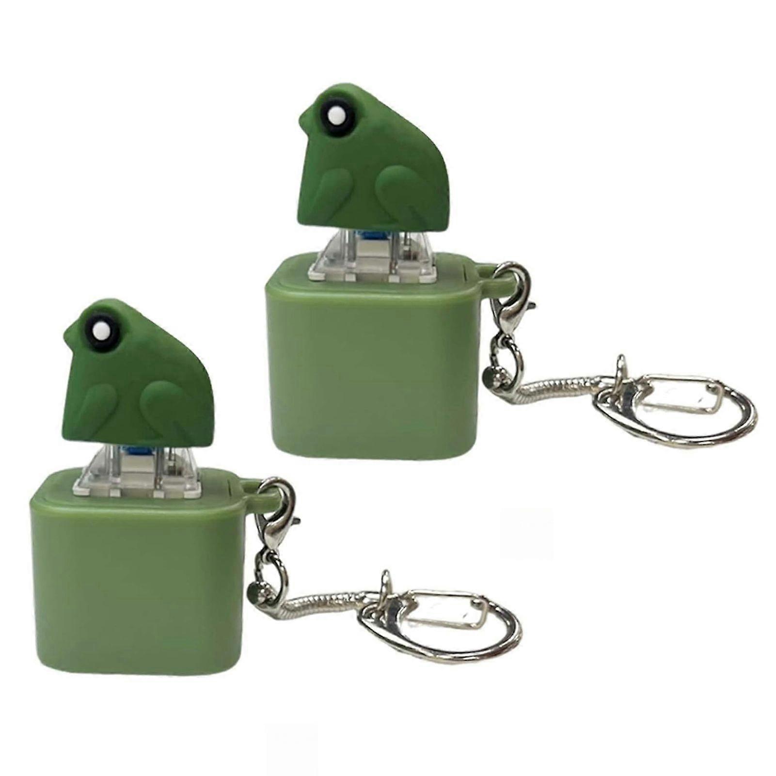Frogs Keychain Stress Relief Toy with Light Sound Rechargeable Croaking Fidget for Kids Adults Office Travel Fun