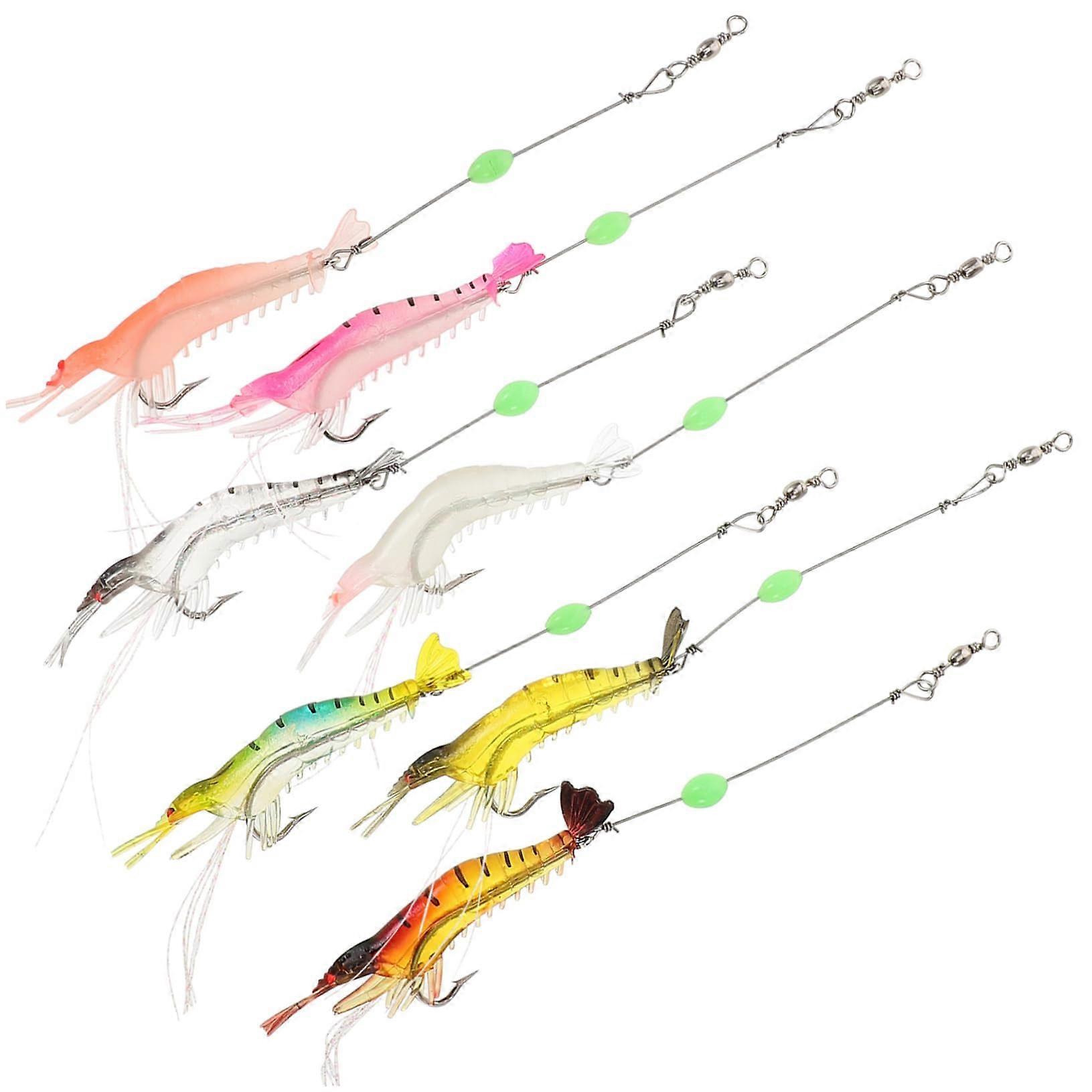 7pcs Reusable Fake Fishing Lures Bionic Shrimp Baits Soft Bait Lure Hooks For Trolling MultiColor