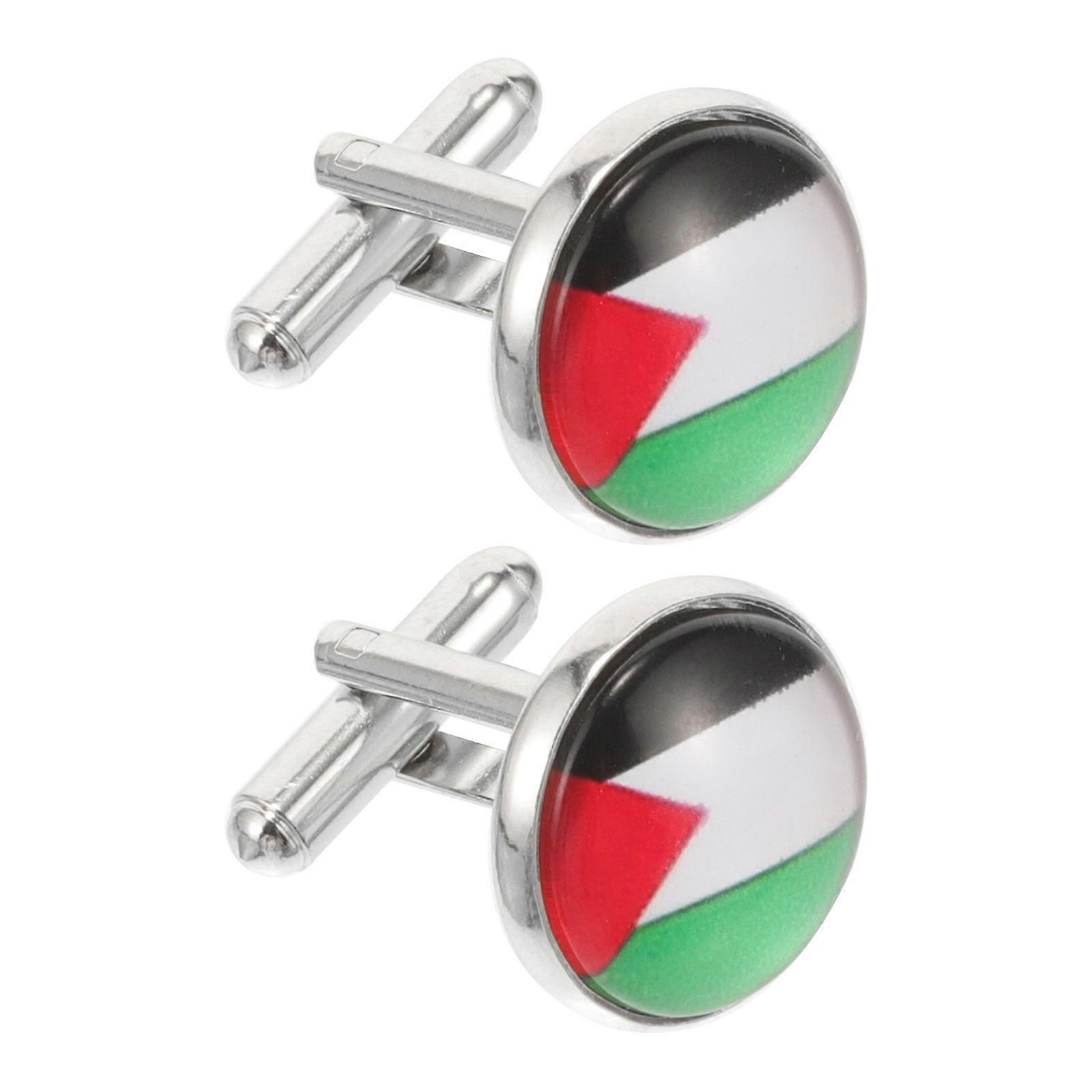 Palestine Flag Sleeve Cufflinks for Male Shirts with 3Pairs Cuff Buttons