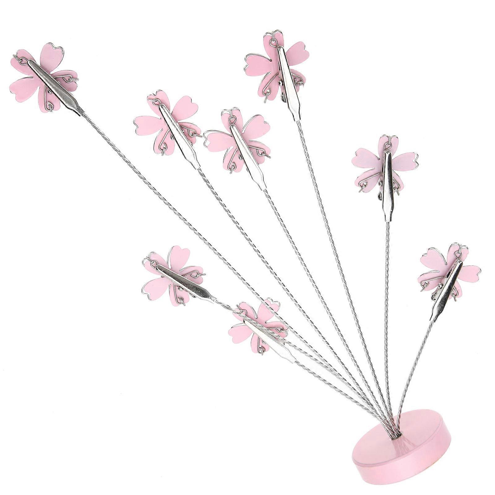 Flower Picture Holder Stand for Desktop Decor in Pink Metal 8-Branch