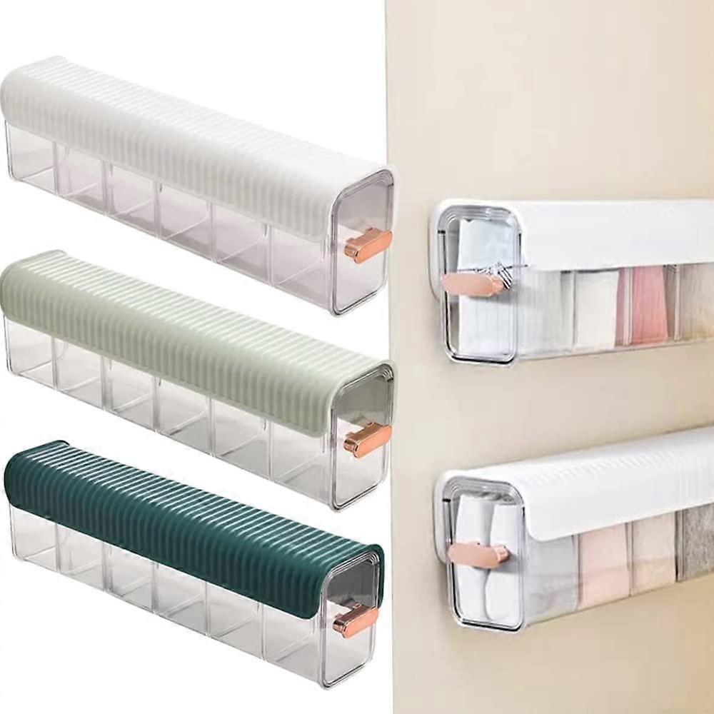 WallMounted Storage Box, Punch MultiFunctional Drawer Organizer, Clear 6Grid Hanging Organizer, Green B
