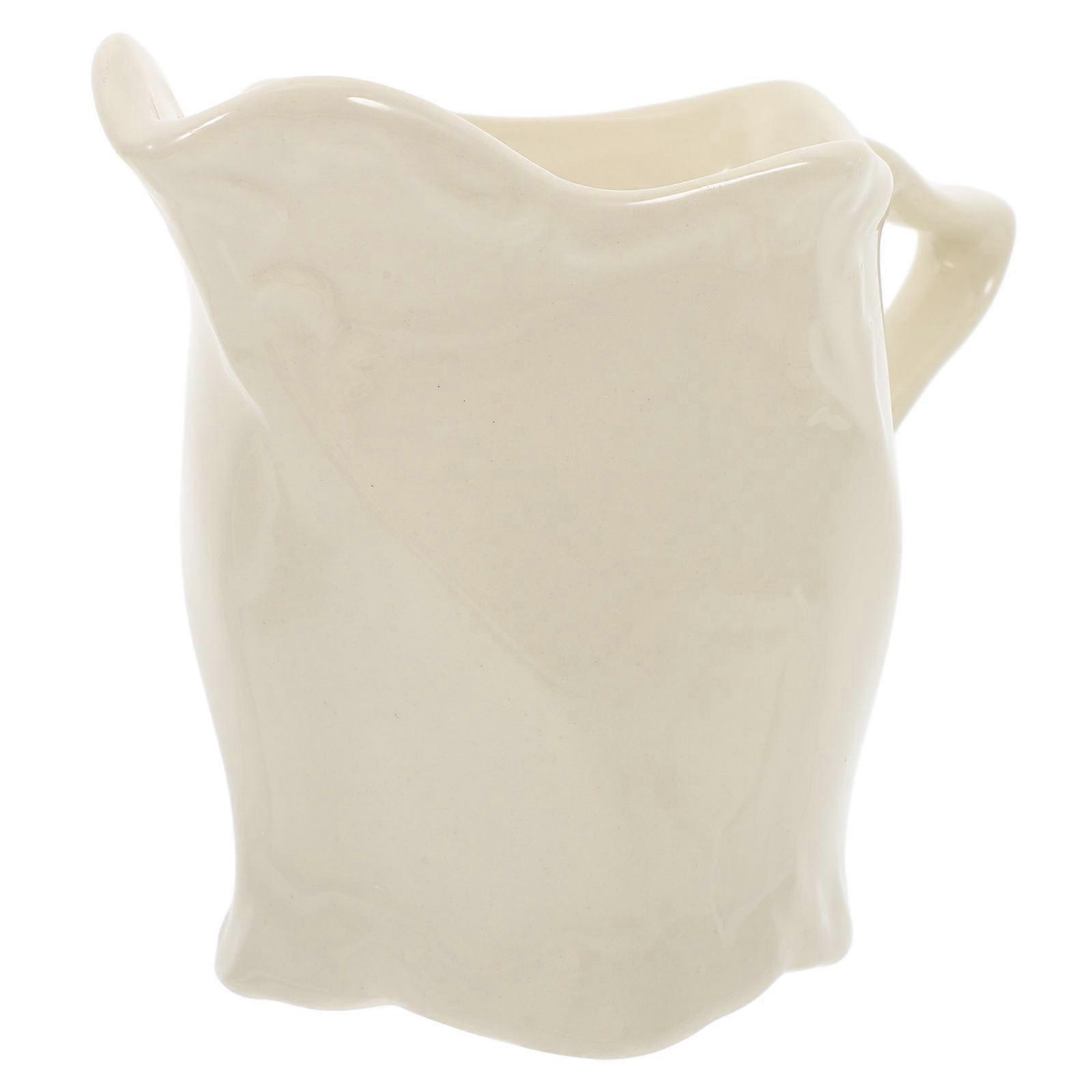 Porcelain Coffee Jug for Latte Serving 2Pcs Ivory Ceramic Creamer Pitcher