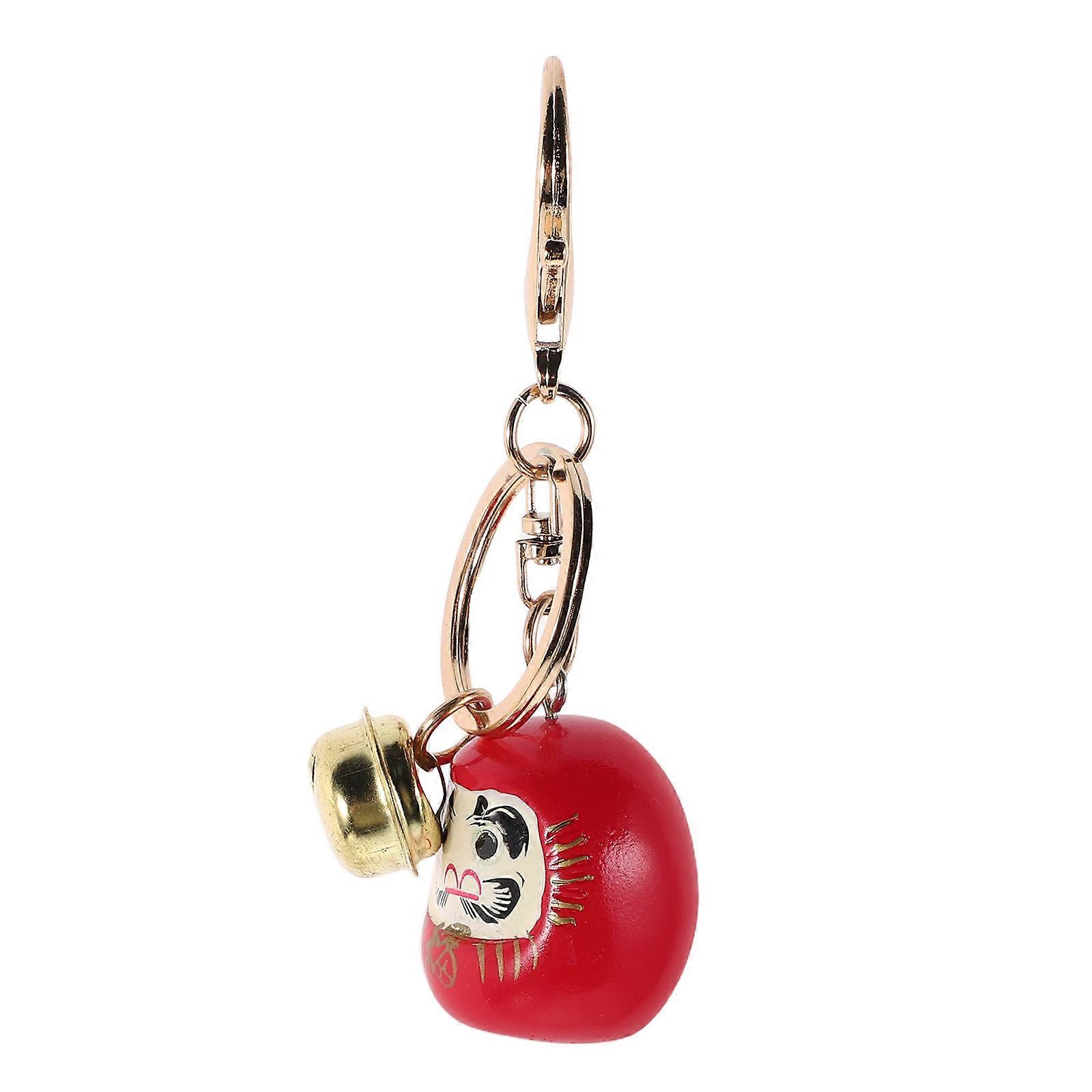 Red Japanese Daruma Keychain for Good Fortune Charm 3Pcs Accessory