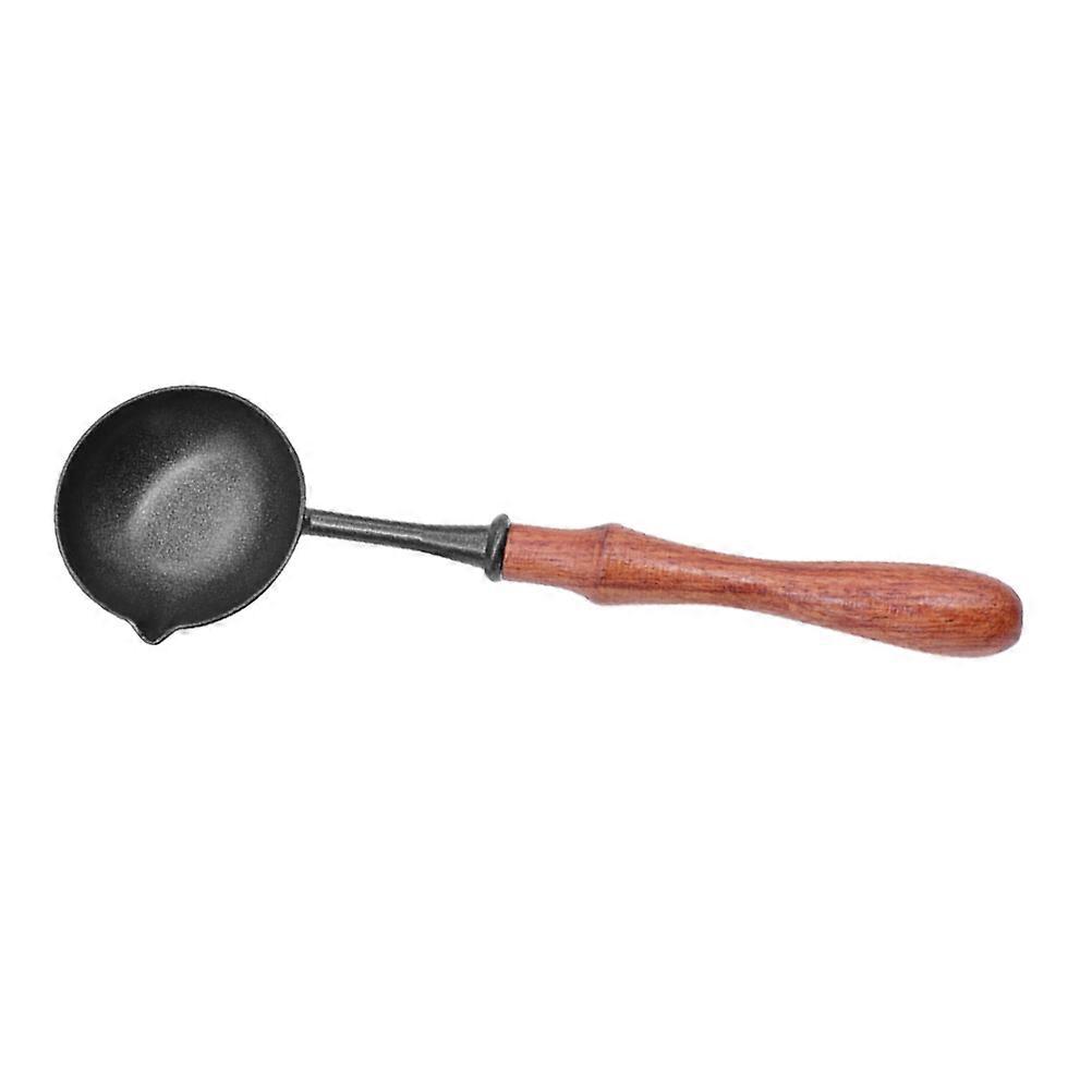 Wax Melting Spoon 2Pcs Portable Sealing Wax Spoon For Craft Enthusiasts Easy To Use Black Wooden Metal Mixers