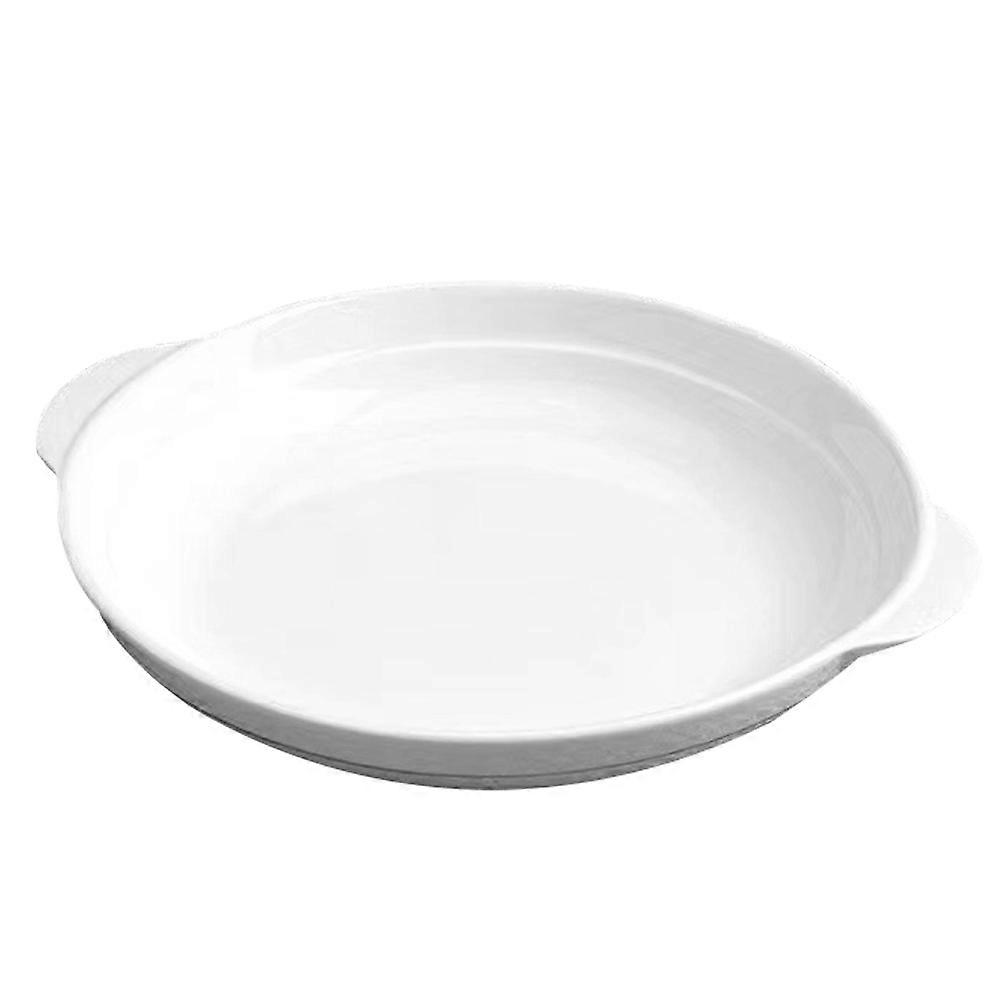 Ceramic Pie Pan for Baking Double Handle 2Pcs White Kitchen Tableware