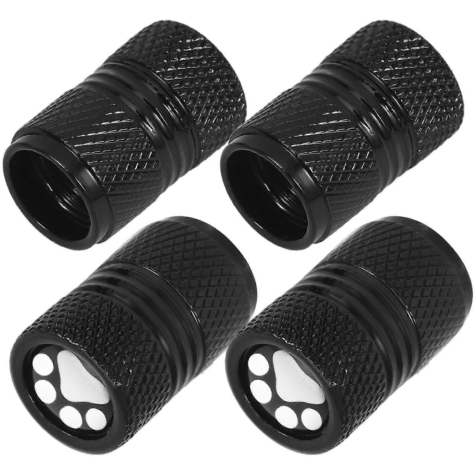 Black Tire Valve Caps Aluminum Alloy for Car Use 8Pcs Decorative Set