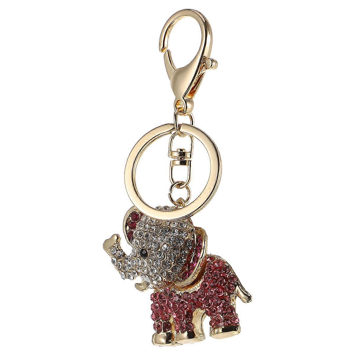 Elephant Shape Lovely Key Chain for Decoration 2Pcs Pink Bag Pendant