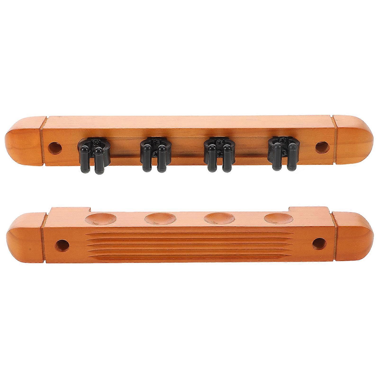 Multi-Slot Pool Cue Rack Wooden Wall Mount for Storage 4Pcs Holder