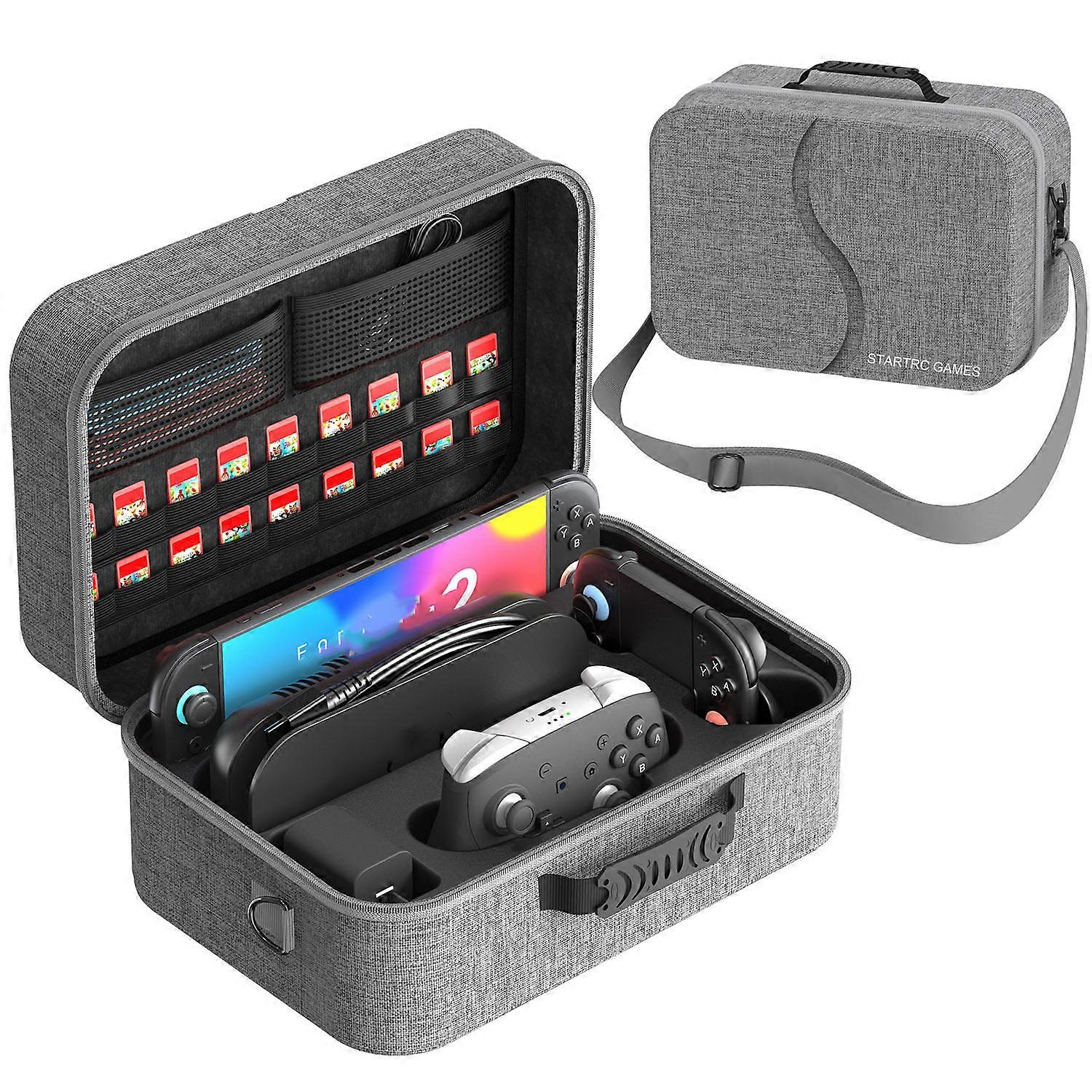 TKdaddy STARTRC GAMES For Nintendo Switch 2 Upgrade 2.0 Version Storage Case 18 Game Card Slots Portable Travel Carrying Bag - Grey