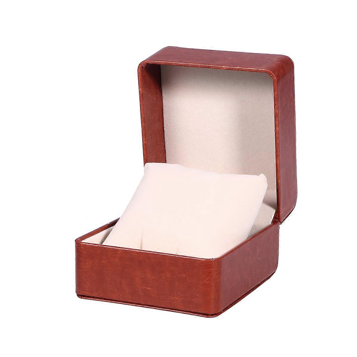 Single Grid PU Watch Case for Watch Storage Coffee