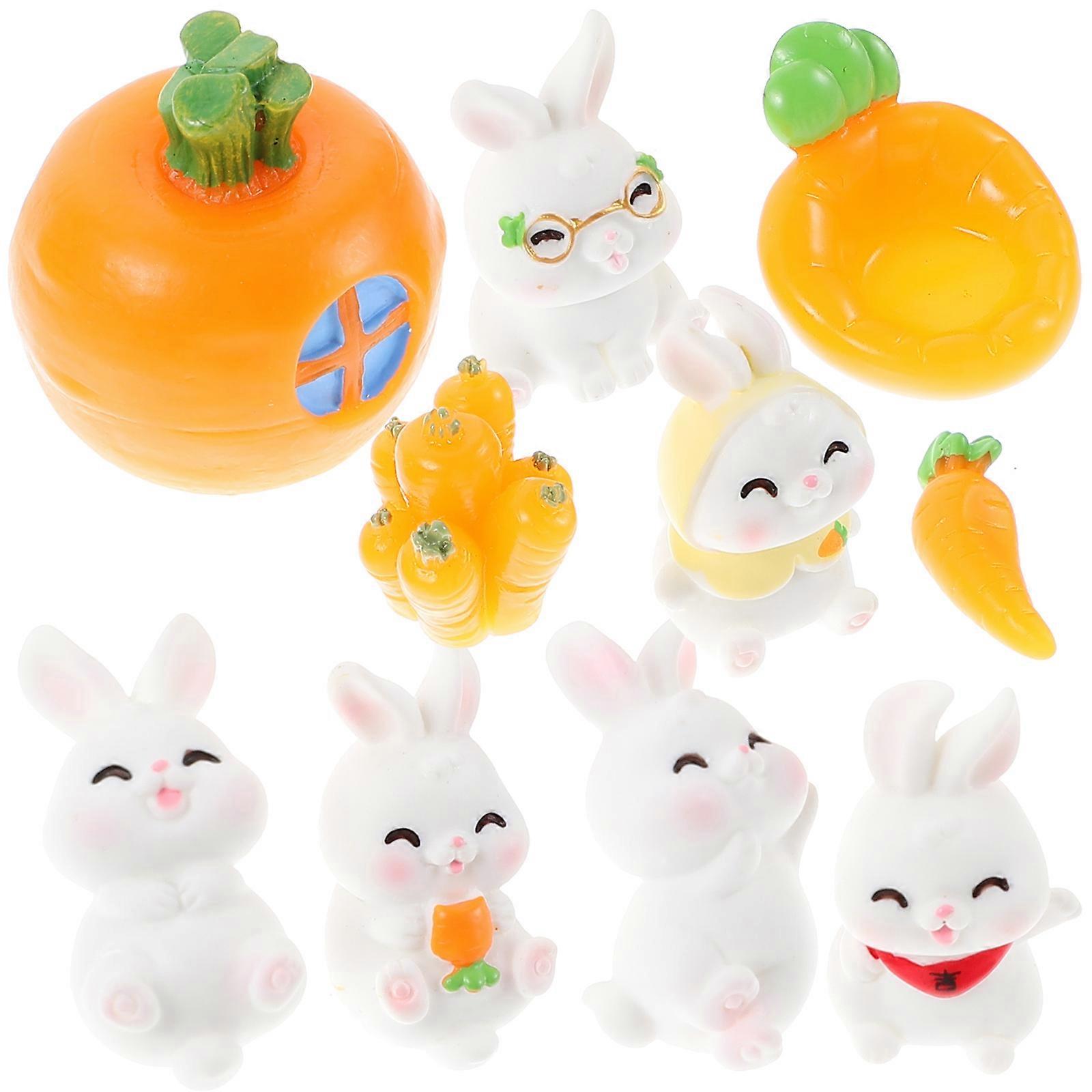 Rabbit Craft Miniature Rabbit Garden Ornaments for DIY 2Sets Resin