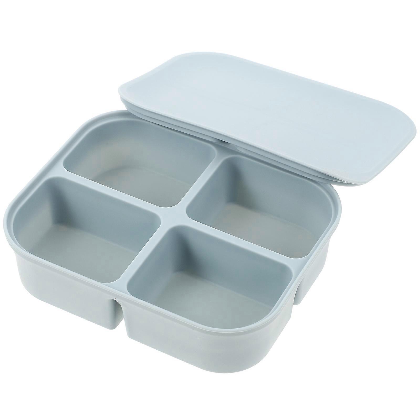 Multi-Grid Fruits Box 2Pcs Silicone Food Container Perfect For Parents Organizing Toddler Snacks 5.9×4.7×3.1In Blue Meal Organization