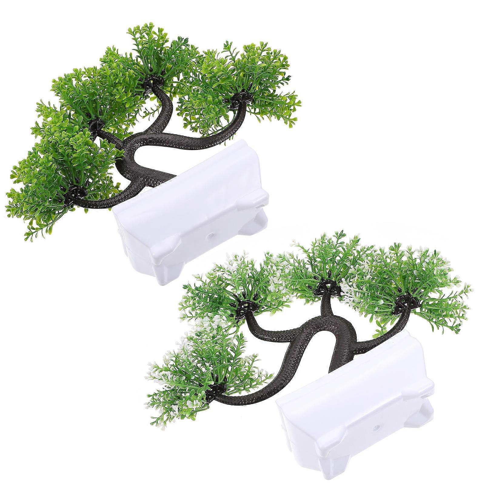 Green Artificial Bonsai Simulation Plant Ornament for Decor 4Pcs
