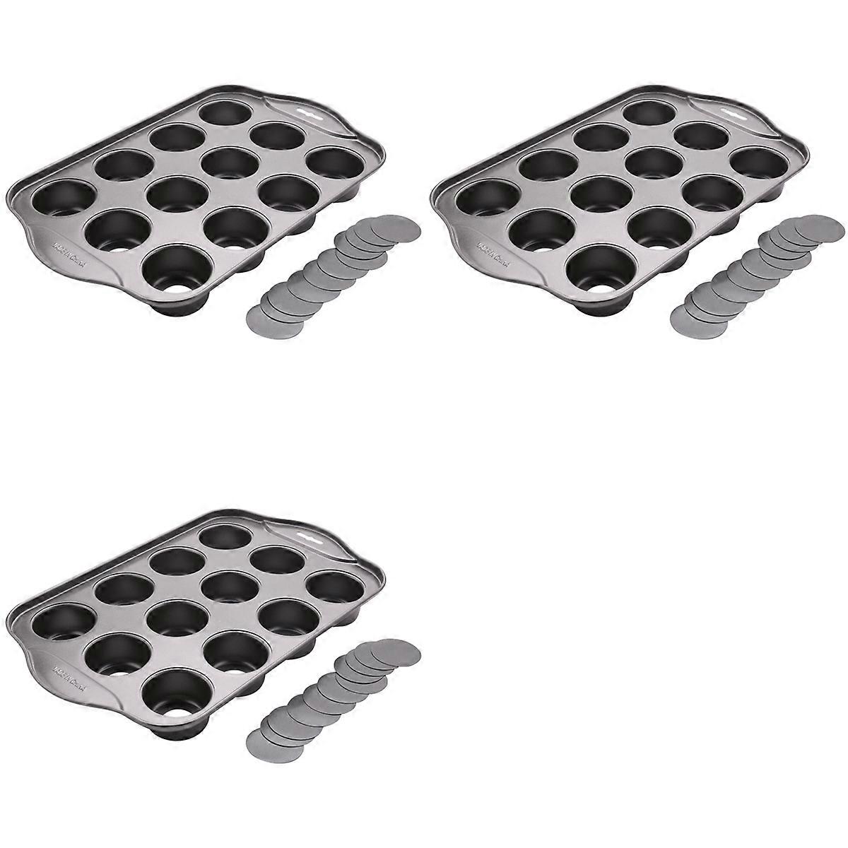 3X 12 Cavity Mini Cheesecake Pan with 36 Pieces Removable Bottom