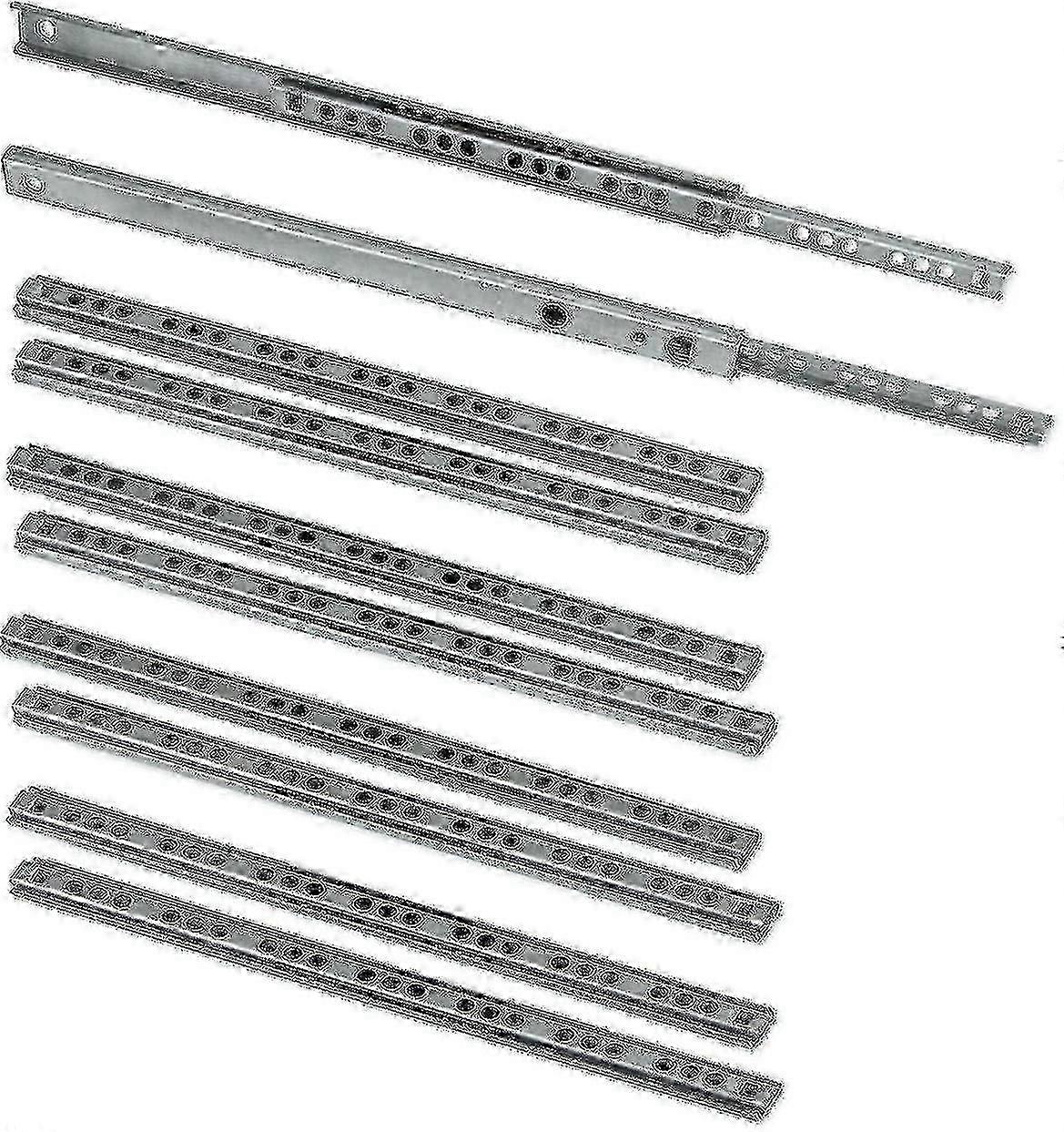 Pack Of 5 Pairs (10 Pieces) Ball Bearing Drawer Slides Extract Part 17mm X 278mm, Zinc Plated 25-26