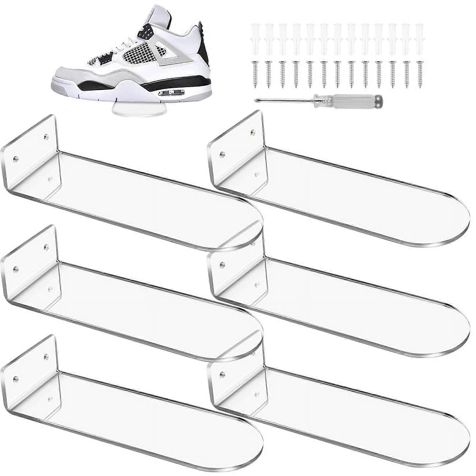ckepdyeh Floating Shoe Display Shelves for Wall Mount Set of 8,Clear Acrylic Floating Shelves for Showcase Sneaker Collection