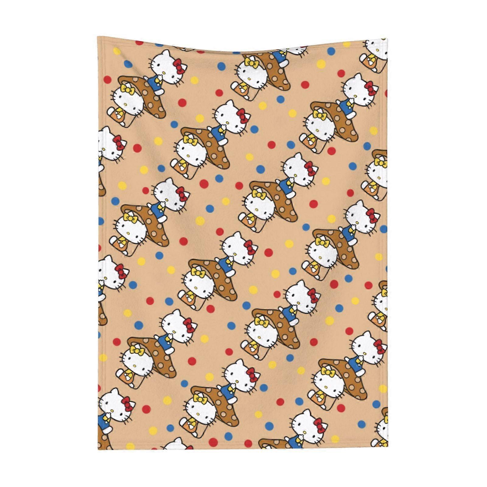 Hello Kitty Pattern Lightweight Soft Flannel Blanket Suitable for Cat Lovers Sofa Living Room Comfortable Plush Blanket 30x40in (Vertical)