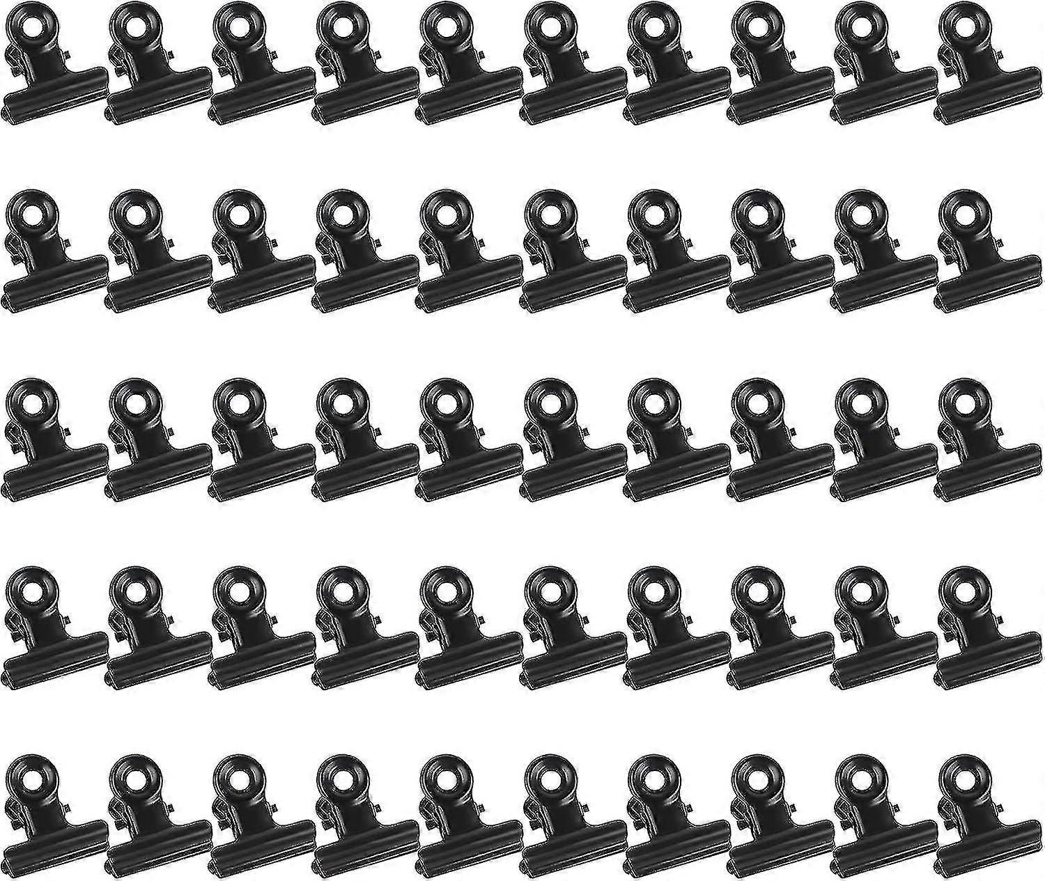 50 قطعة مقاطع مفصلية معدنية ، مقاطع البلدغ الأسود مع ربيع قوي 22 مم مقاطع رسالة معدنية مشبك ورق صغير مشبك لملفات أكياس الطعام صور