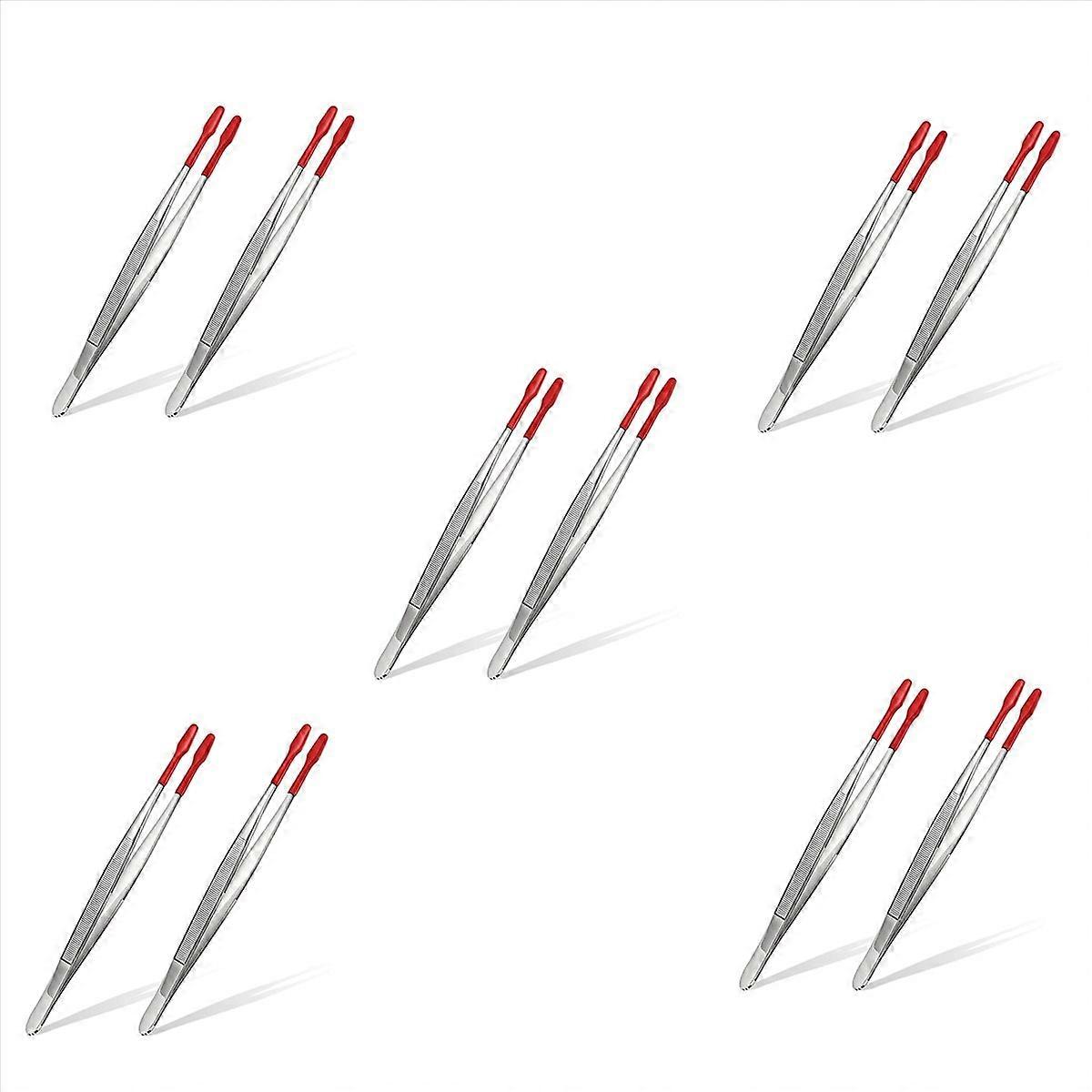 2 Pieces of Rubber Tip PVC Silicone Precision Tweezers Tool-Red