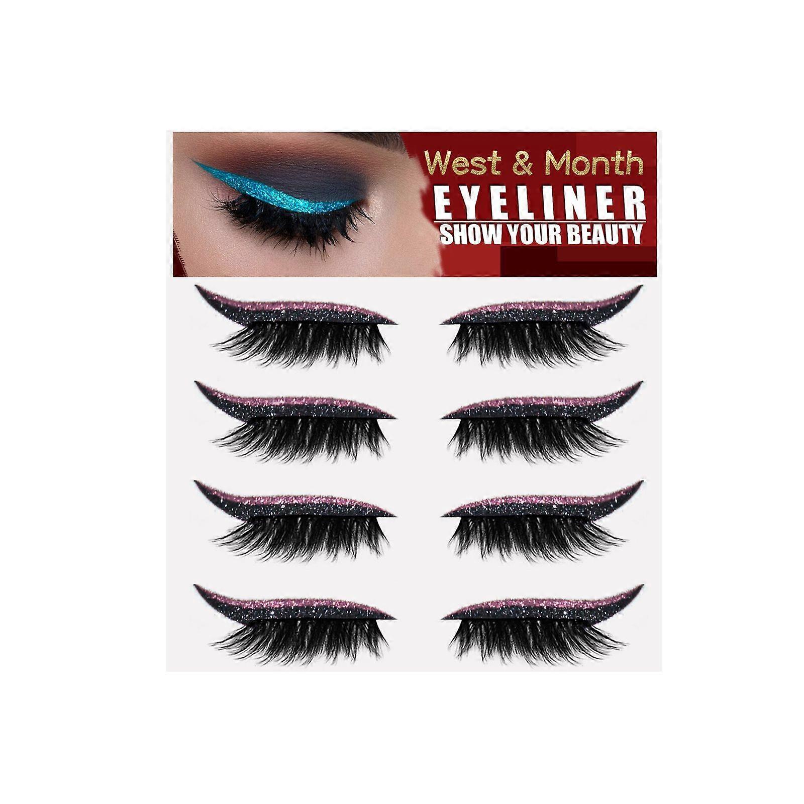 West&Month Pink Four Pairs Of Eyelash Eyeliner With Glue-Free Self-Adhesive Gel Strip Curling False Eyelashes