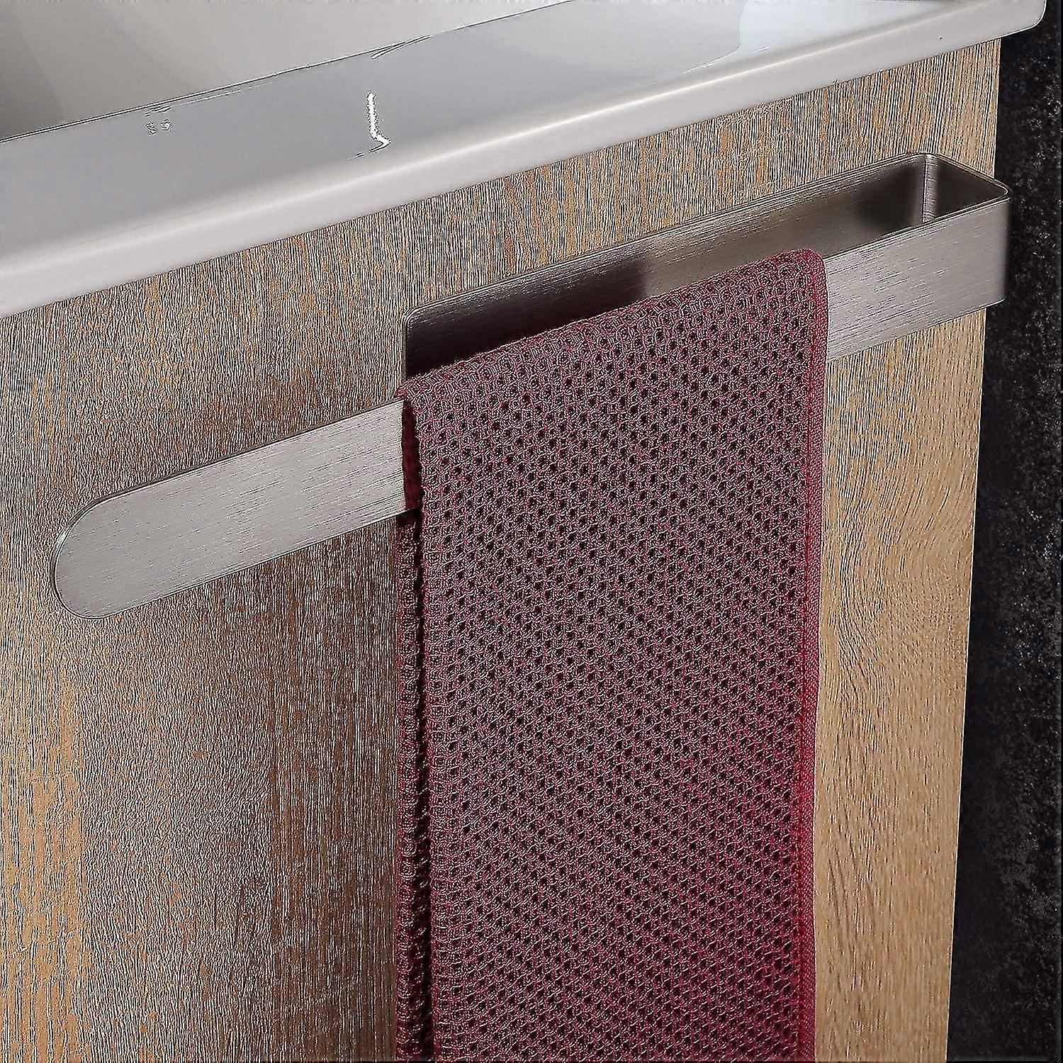 タオルホルダー 穴あけなしバスルームタオルレールブラシステンレススチールタオルリング自己接着