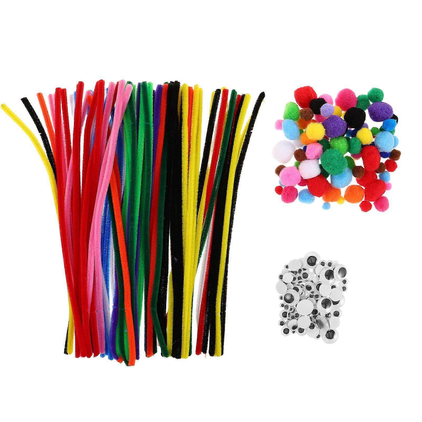 200pcs Pipe Cleaners Craft: Colorful Chenille Fuzzy Pipe Cleaners Craft - Multi-Color Twisting Stick With Pom Poms For Kids Classroom Art Projects Hol