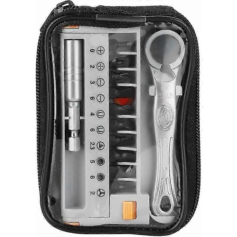 Screwdriver Wrenches Set Portable 12 in 1 Quick Ratchet Socket Wrench and Bits 1/4 Mini Hand Repair Tool