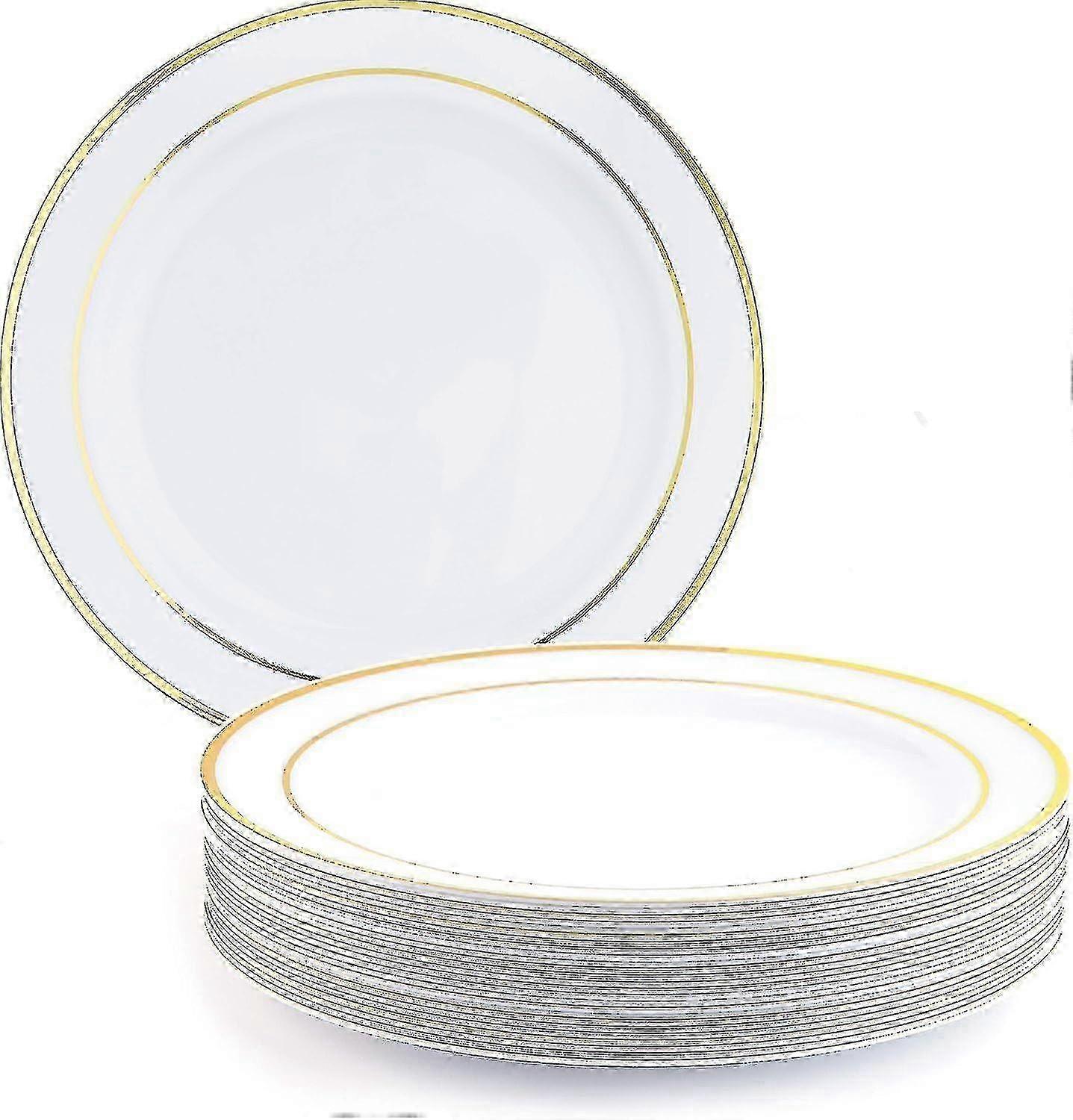 Stylish Gold-Bordered Plastic Plates for Birthdays - 26cm