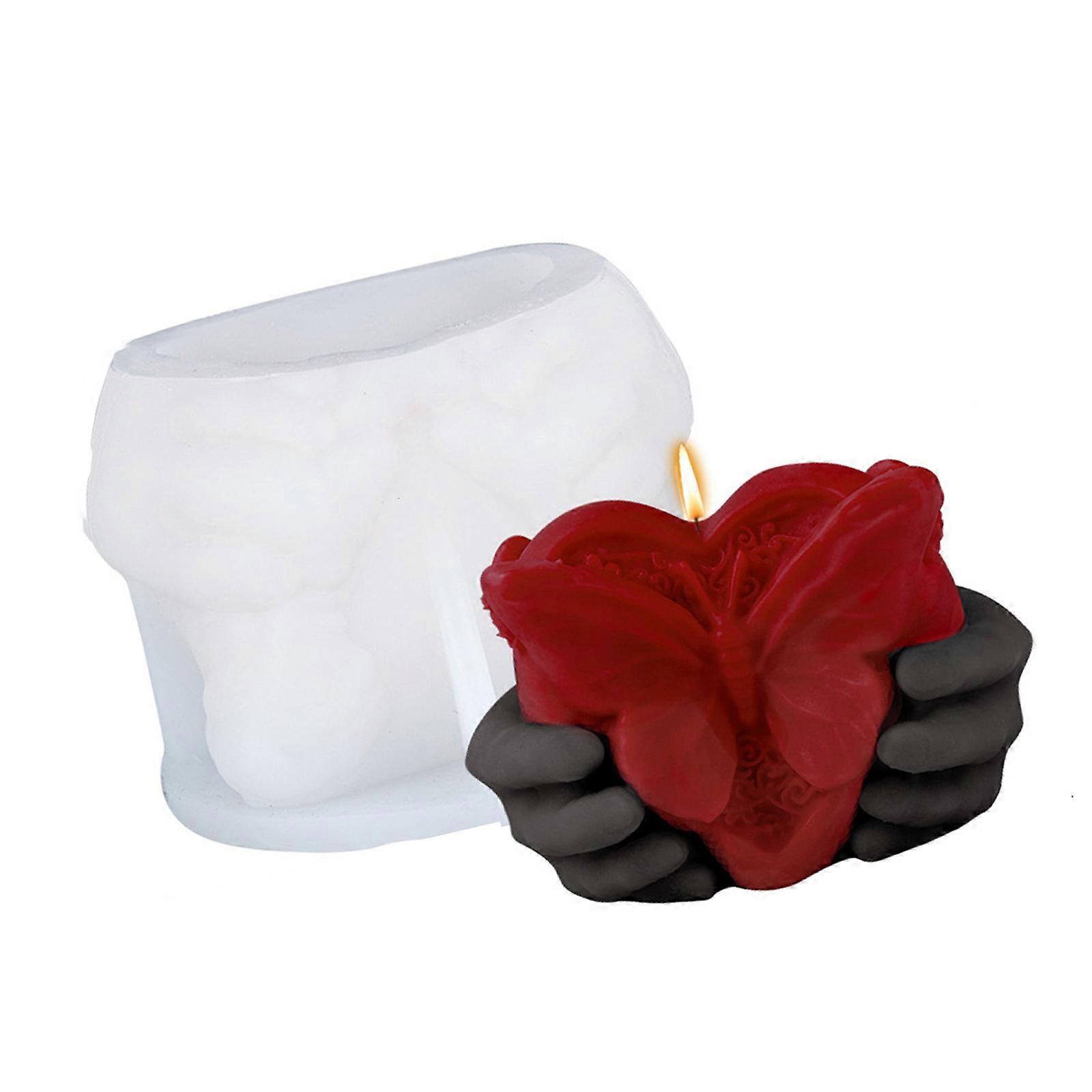 Holding Heart in Hand Silicone Molds for Making Candle Heart Shape Silicone Molds for Epoxy Resin Candle Soap Making Multicolor