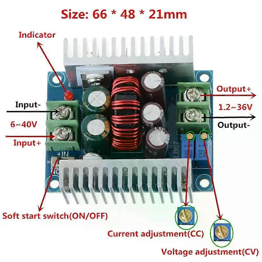 20A 300W CC CV Step Down Module Adjustable DC 6-40V to 12-36V Voltage Regulator Buck Converter Constant Current Power Supply