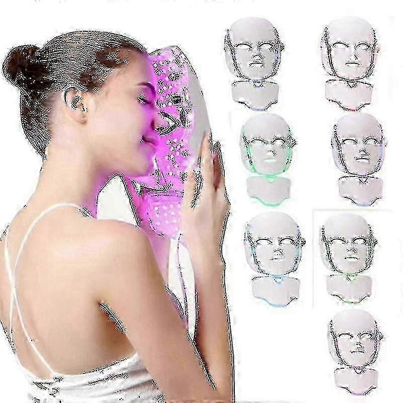 7 ألوان الفوتون بقيادة قناع Pdt قناع العلاج بالضوء الأحمر الرقبة تجديد الجلد Microcurrent وتبييض