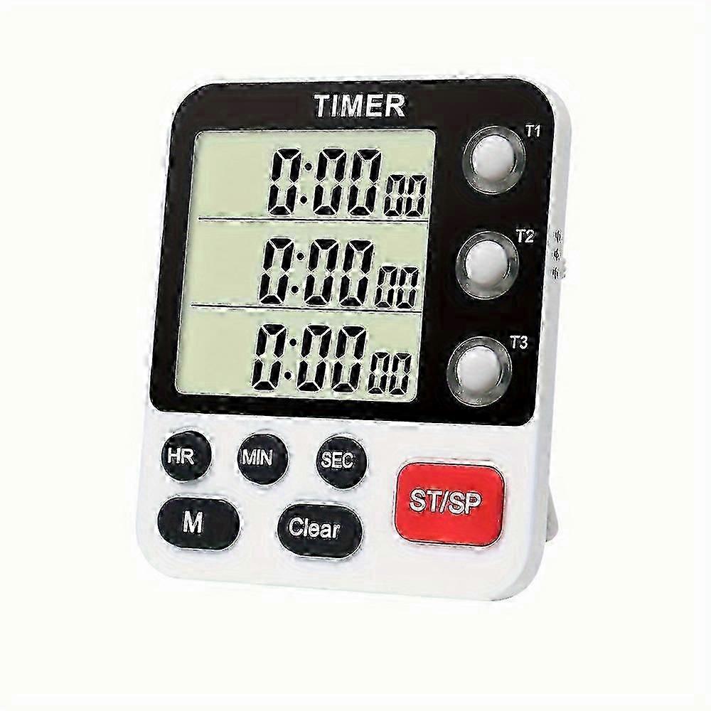 Digital Dual Kitchen Timer, Cooking Timer With Memory Function, 3 Channels Count Up Count Down Timer With Magnetic Back, Adjustable Volume, Electronic