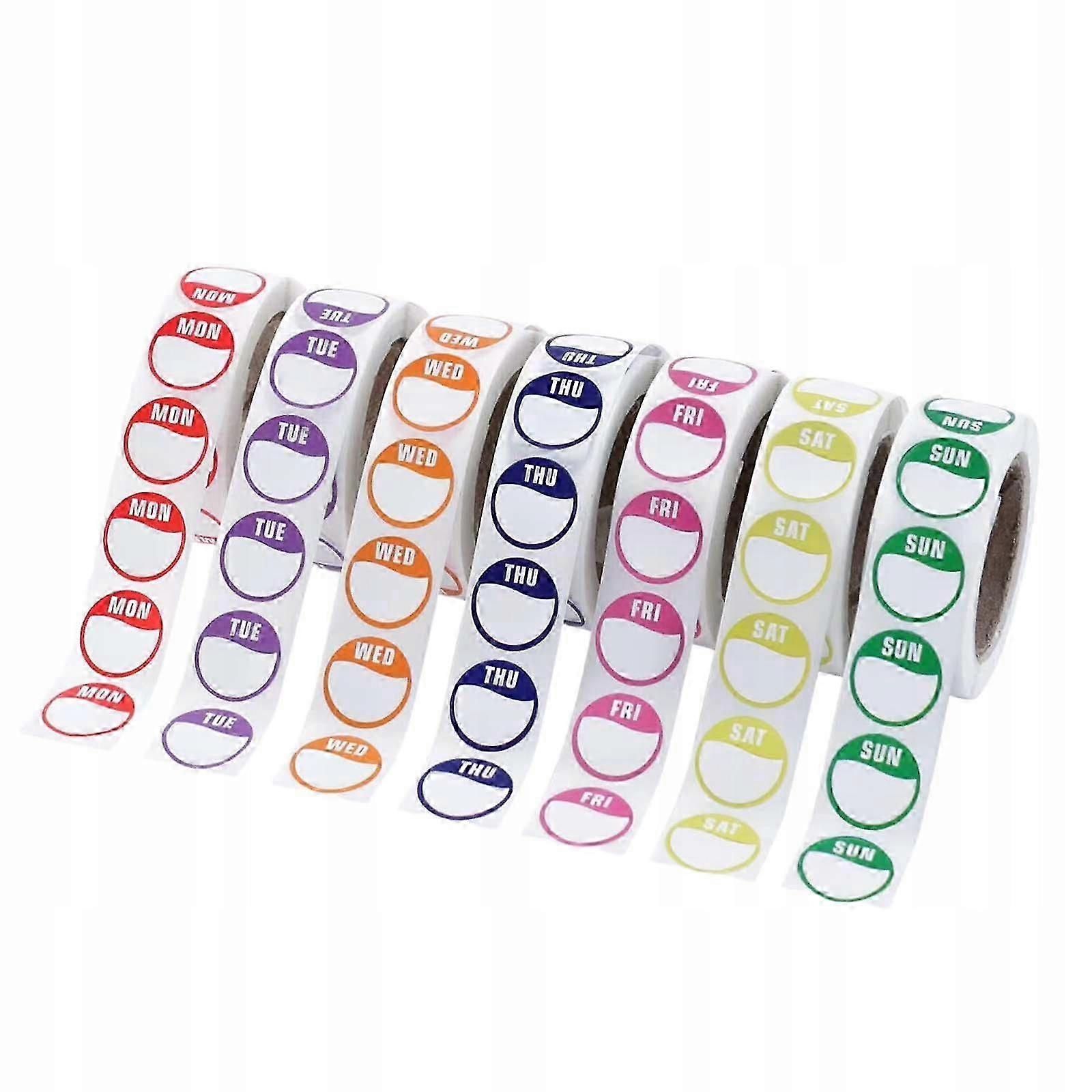 2cm Day of the Week Stickers for Food Containers and Date Dots