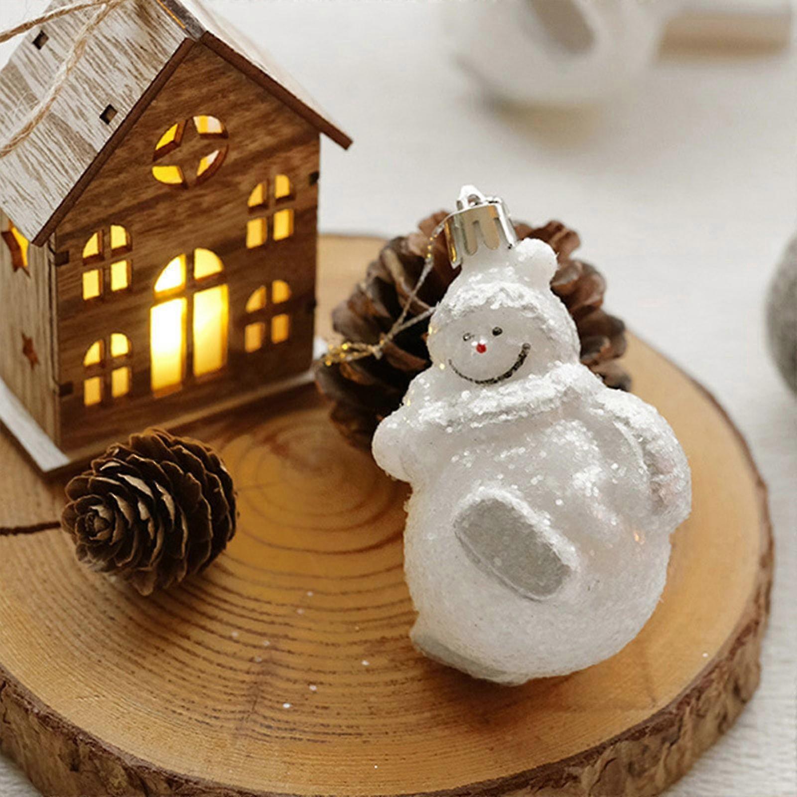 Christmas Ball Decorations with White Snowman and Cedar Garland for Tree
